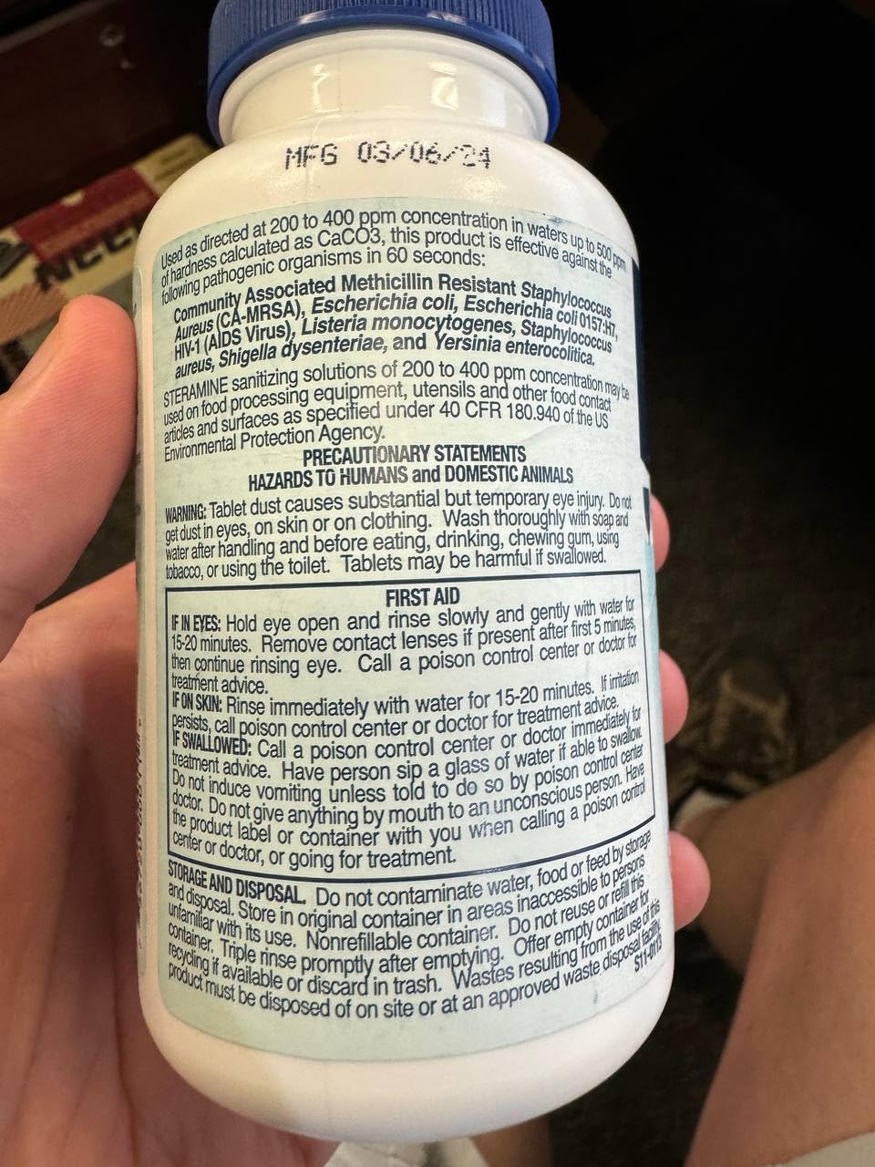 6 Bottles Steramine Sanitizer Tablet w/ 15 QT-10 Test Strip, Multi Purpose Steramine Sanitizing Tab for Food Contact Surface, Kitchen, Restaurant, Diner & Food Service by FryOilSaver Co. (900 Tablets)