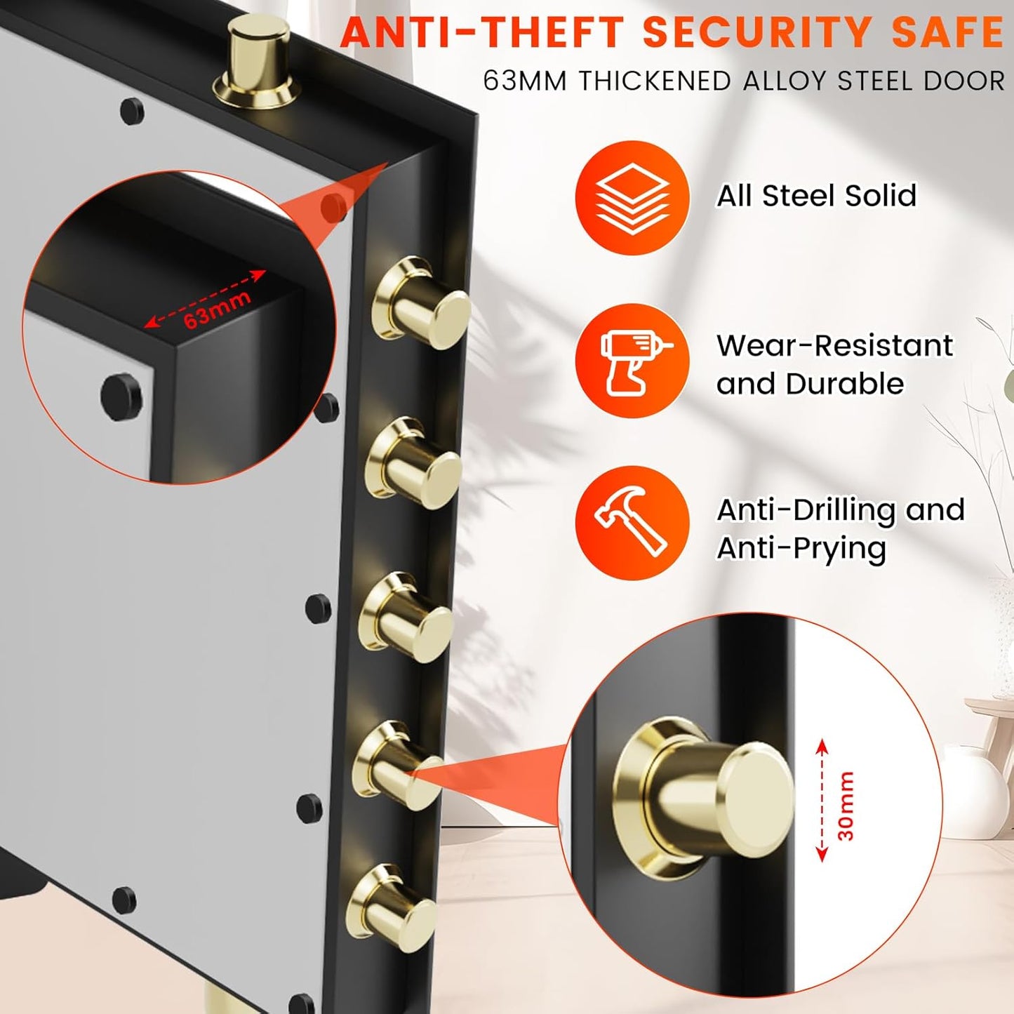 [31.5" Tall] Extra Large Home Safe Fireproof Waterproof, Heavy Duty Steel Safe Box with Fireproof Bag, Combination Lock and Inner Cabinet, Fire Proof Safes for Home Documents Valuables