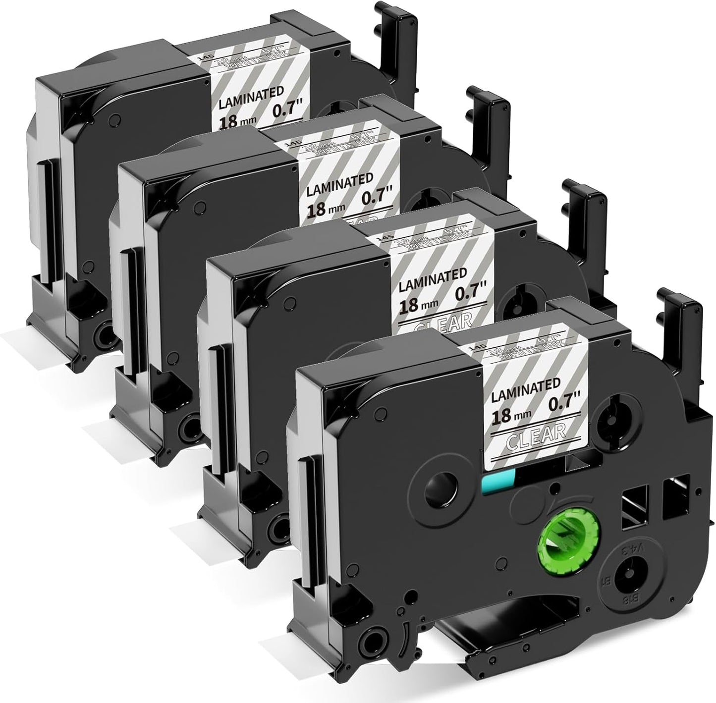Labelife 18mm Label Tape White on Clear 3/4" Replace for Brother P Touch TZe TZ Tape 18mm 0.7 Laminated Clear TZe-145 TZe145 TZ145 Compatible with Ptouch PTD600 PTD400AD PT1880 Label Maker, 4-Pack