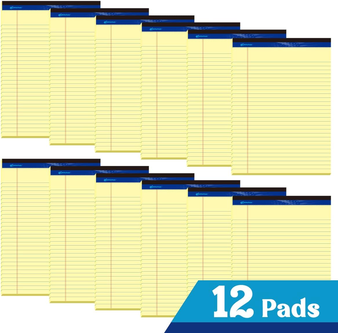8.5"x11" Legal Pads,Wide Ruled,Canary Paper,12 Pack,50 Sheets Per Writing Pad,Micro perforated Writing Pad,BL-MCY50W-12PAD