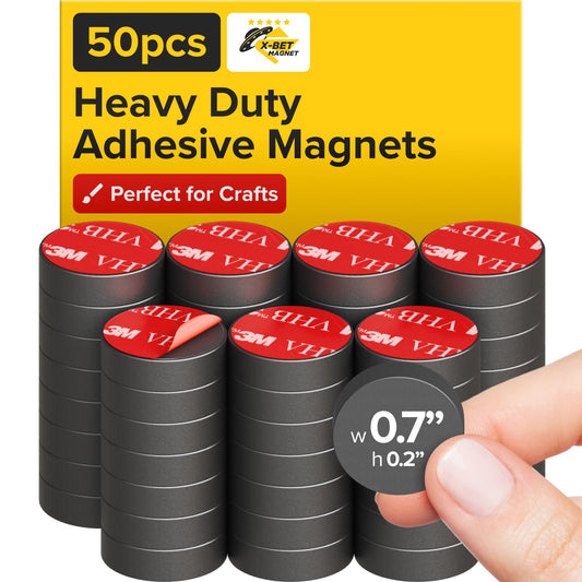 X-bet MAGNET - Adhesive Magnets - 50 Pieces - Round Disc - Strong Sticky Adhesive Backing - Ceramic Ideal for DIY, Craft, Kitchen - 0.7"x0.2"