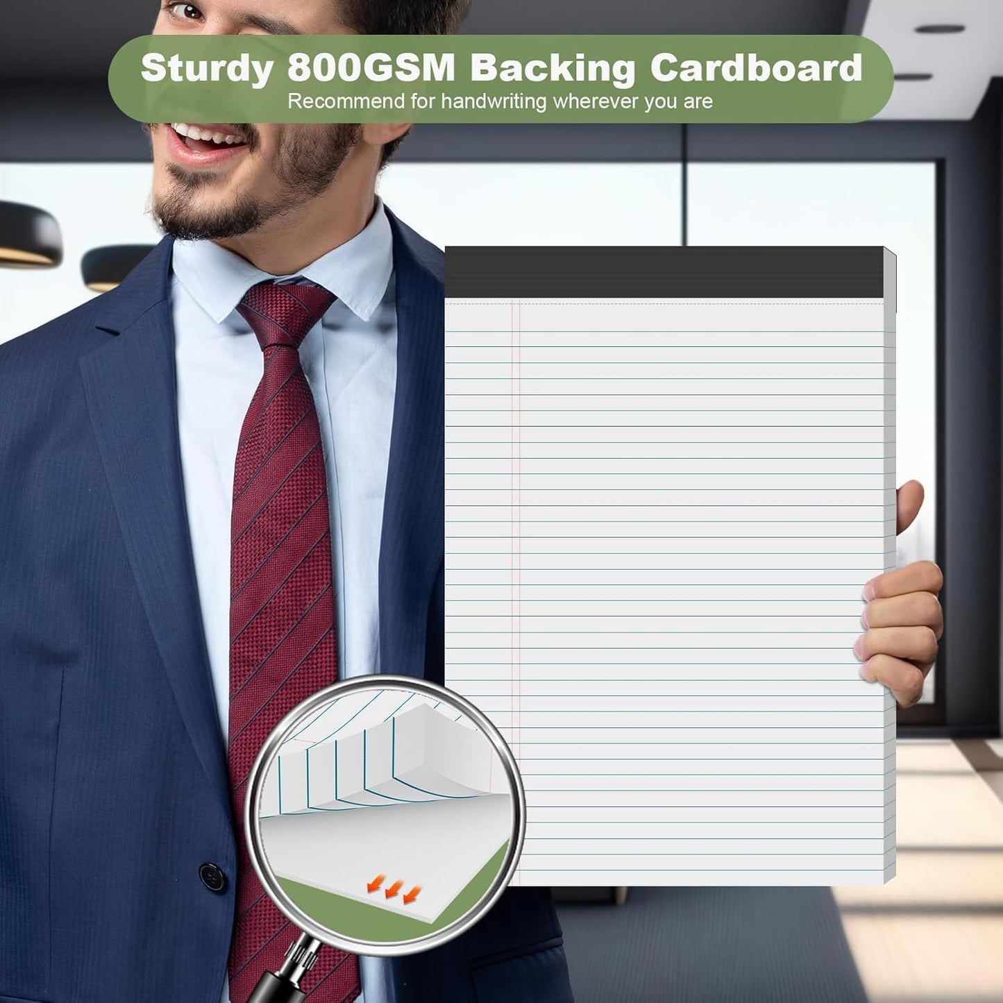 White Legal Pads 8.5 x 11 Narrow Ruled, 24 Pack Notepads College Ruled Pads of Paper With Sturdy Back 37 Lines 70 GSM Paper, Writing Note Pads 30 Sheets Per Writing Pad for Taking Notes, Reminders