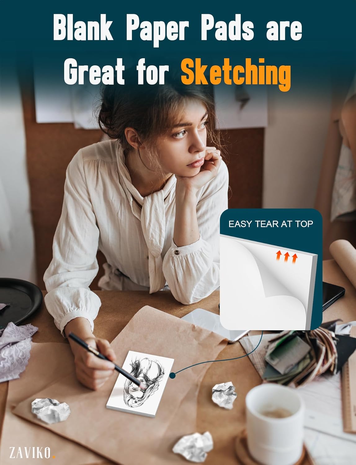 Note Pads 3x5, 6 Pack Small Notepads 3x5 Memo Pads, Small Notebooks 3x5 Scratch Pads, Small Writing Pads of Paper 3x5, White Mini Notepad 3x5 Blank Server Pads, Writing Notes Paper, 50 Sheets/Padad