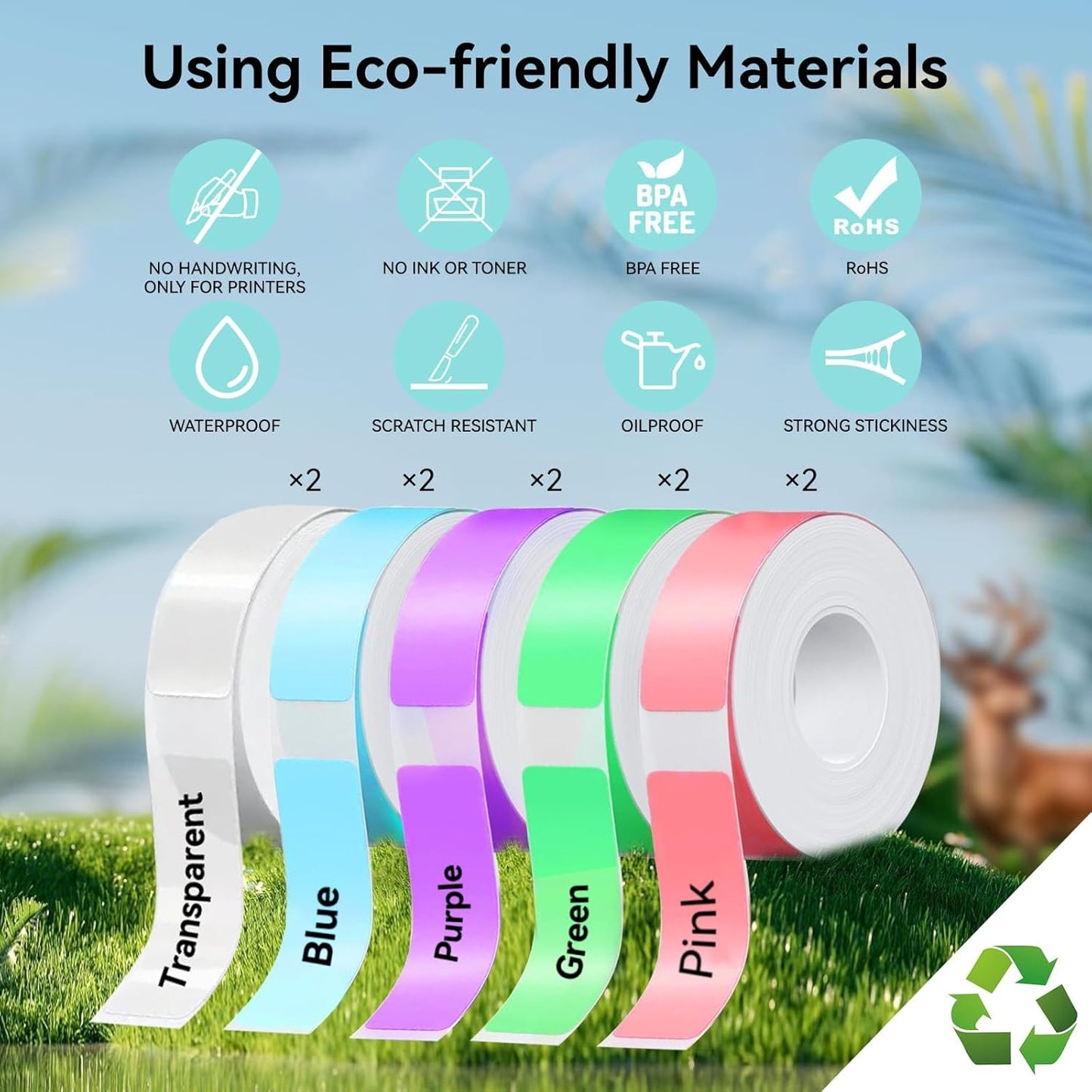 Label Maker Tape Refill 15mm 0.47 Standard Laminated Thermal Label Tape Replacement 0.59"×1.57"(15×40mm), 1650 Labels/10Rolls/Pack, High Definition Labeling Tape for Home Office School Hotel