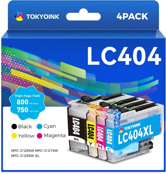LC404 Ink Cartridges Replacement for Brother LC 404 LC404BK Ink Cartridges Compatible with MFC-J1205W MFC-J1215W Printers (Cyan Magenta Yellow Black, 4 Pack)