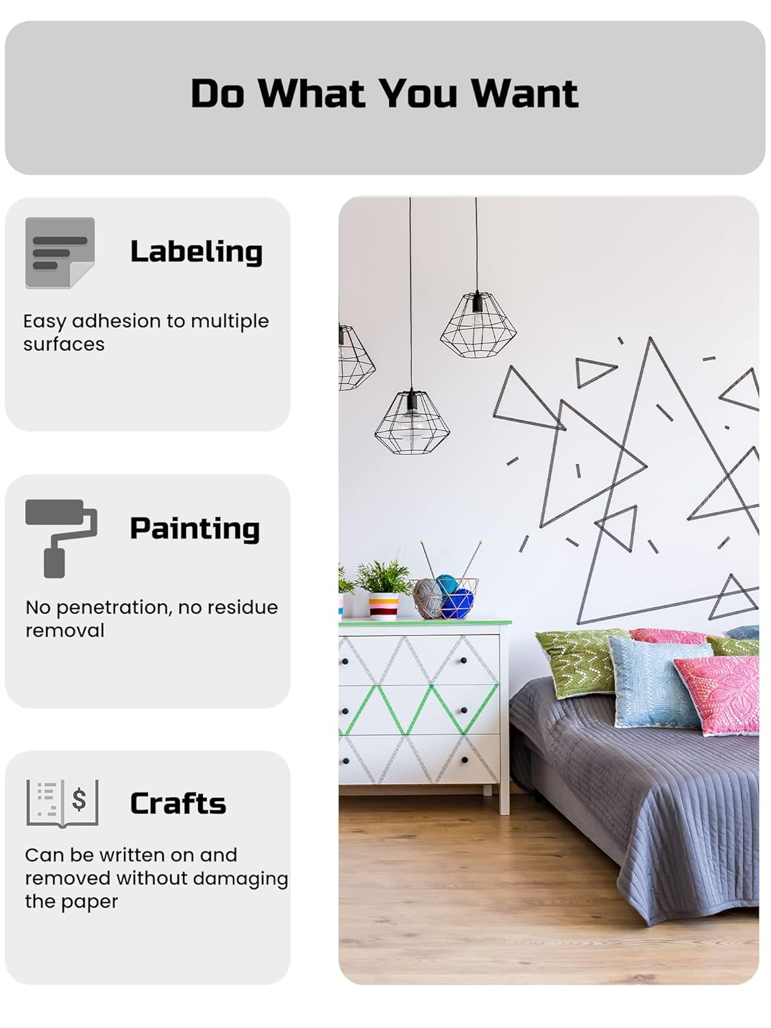 Lichamp Blue Painters Tape, 2 Bulk Pack 1.9 inch by 55 Yards Paper Tape, Blue Tapes for Crafts Arts