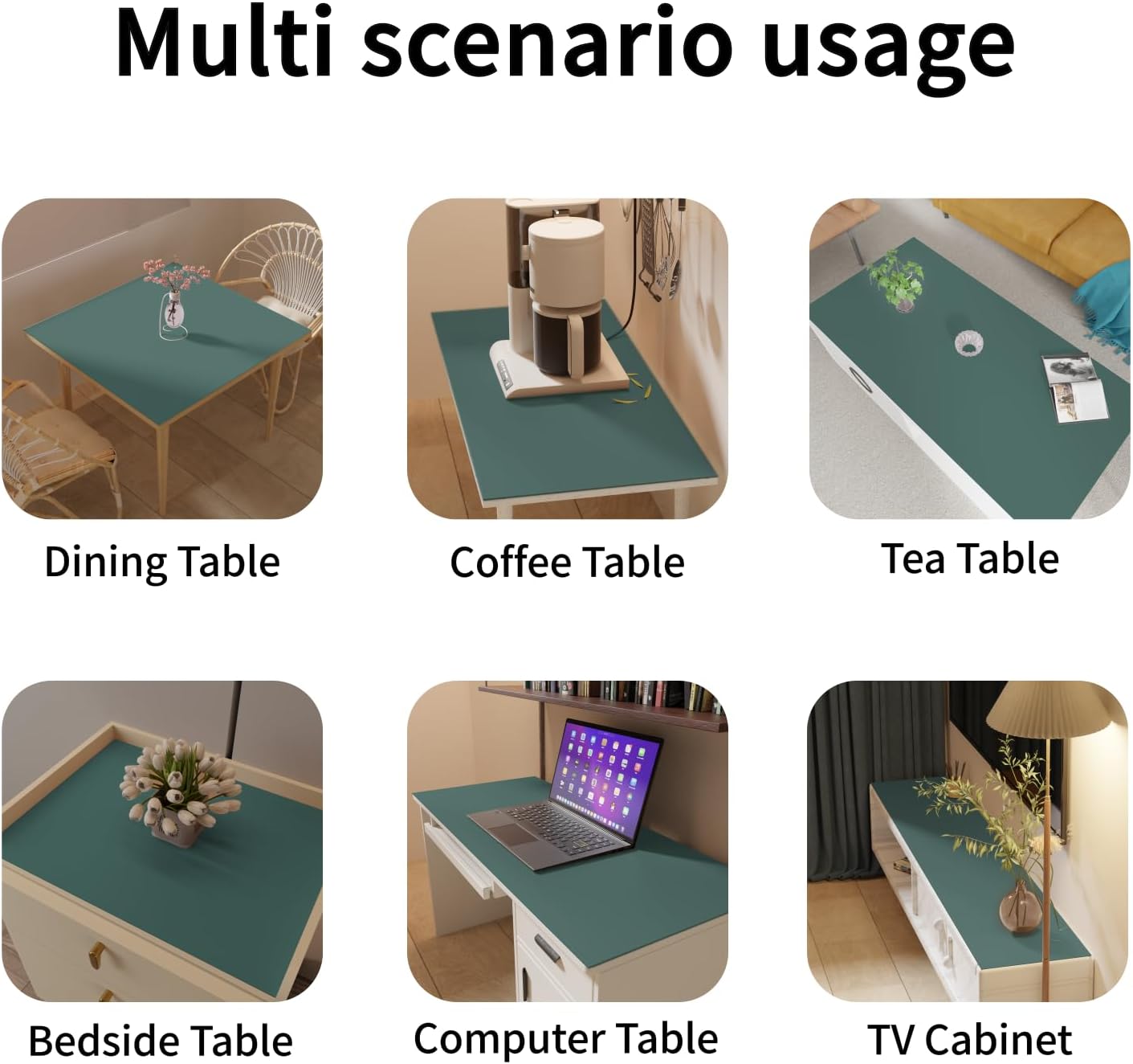 Leather Table Cover,1.8mm Thick,36x60 Inch Table Protector,Table Protector for Dining Room Table,Dining Table Cover,Table Cover Protector,Table Pad,(Aqua Blue+Gray,36x60)