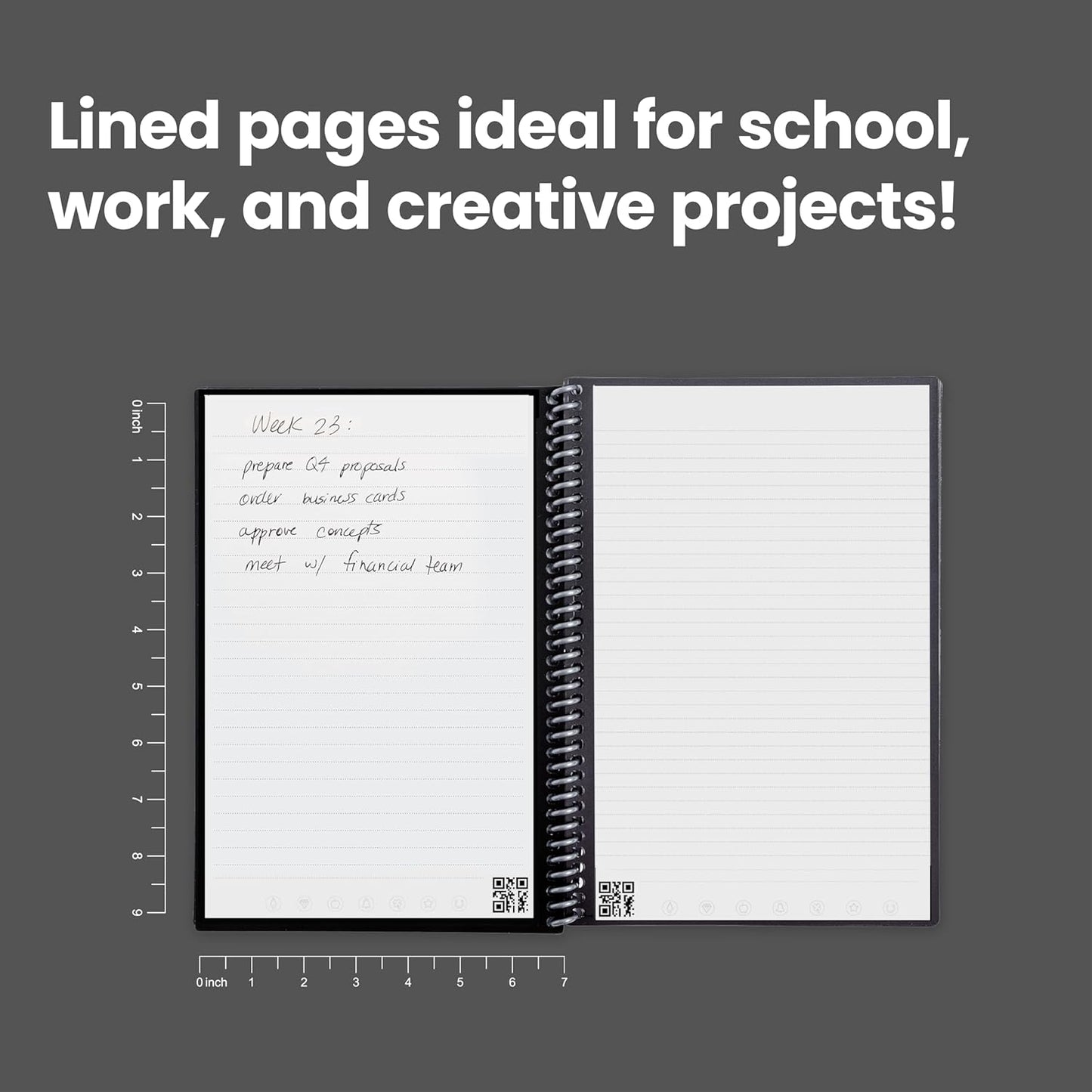 Rocketbook Core Reusable Spiral Notebook, Executive Size 6x8.8, Teal - Lined Pages, App-Connected, Erasable, Durable Cover, Ideal for School, Work, and Creative Projects