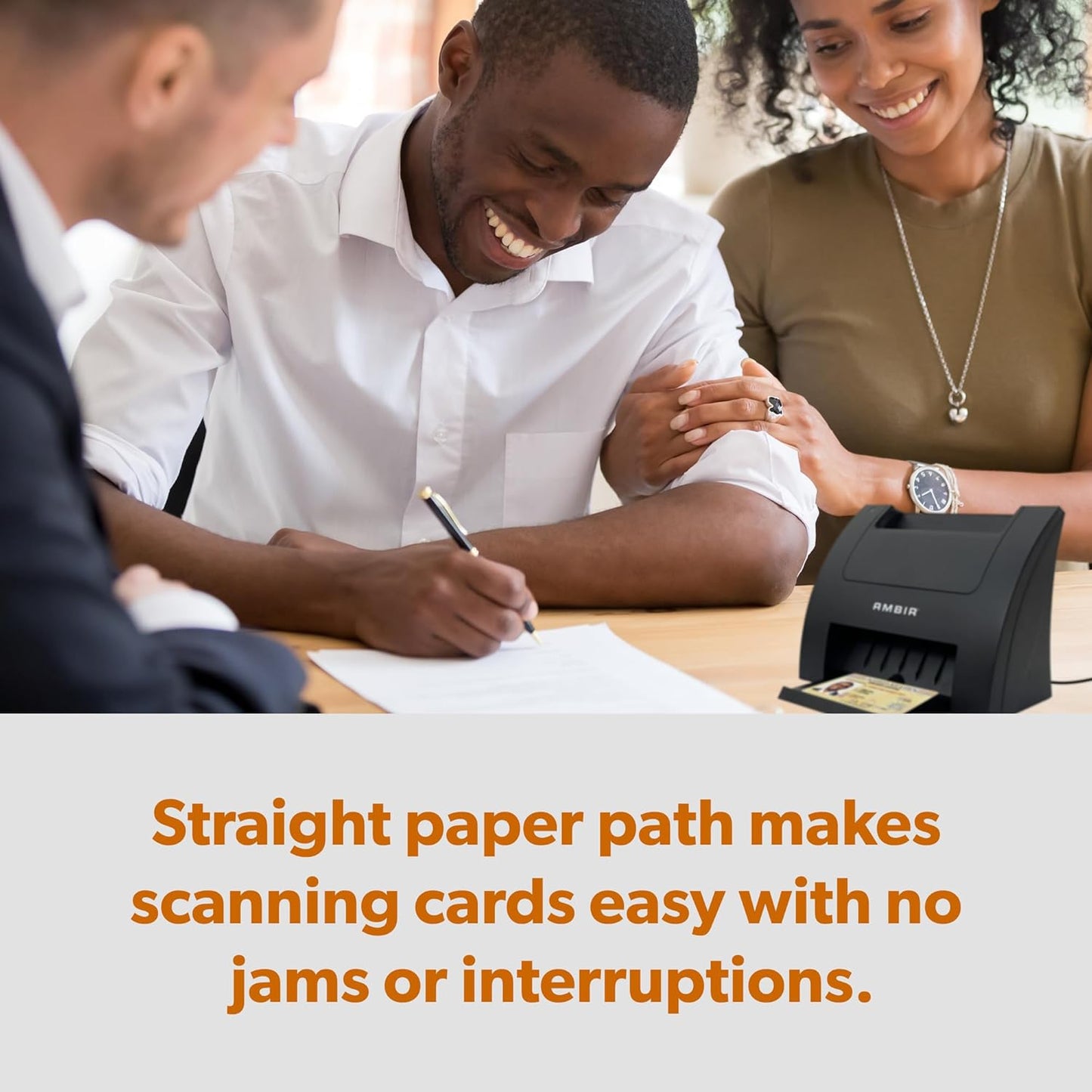 Ambir Business Card Scanner PS670ST-BCS High Speed Single Sided Vertical USB Powered Business Card Scanner with AmbirScan Business Card for Windows PC