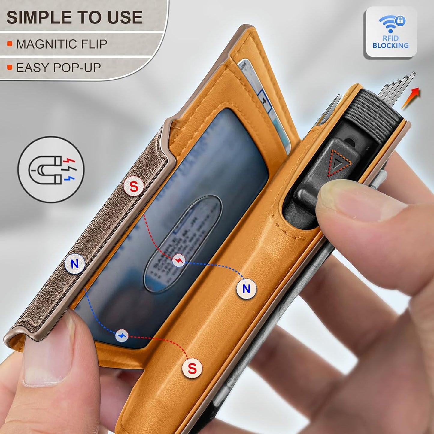 KEMISANT Airtag Wallet Men,Mens Slim Front Pocket Wallet Money Clip Standard or Apple Airtag Use 3.8"×2.8"×0.9"