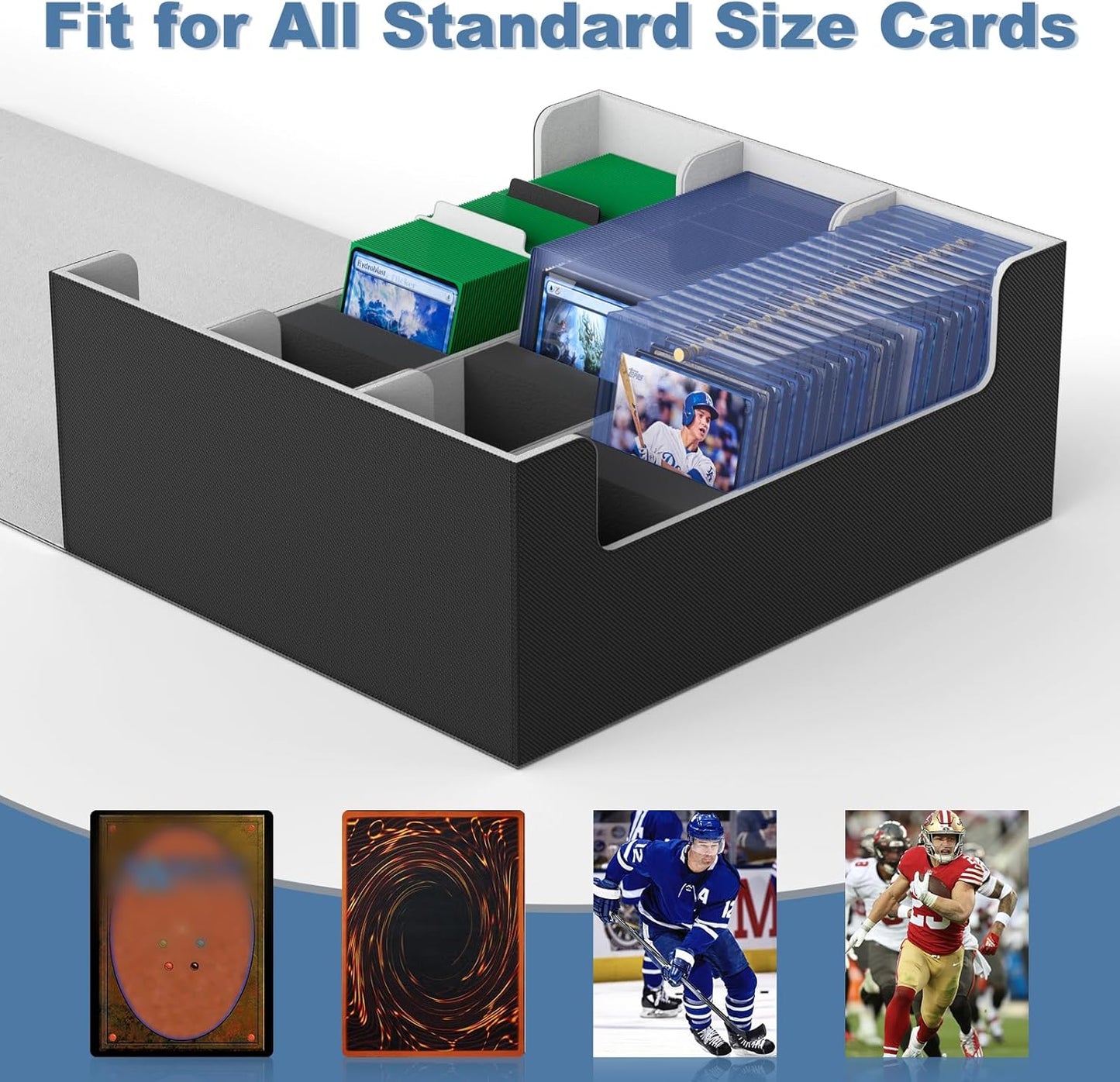 Mlikero Card Deck Case for Trading Cards 1800+, Trading Card Storage Box for Magnetic Card Holder and Hard Plastic Card Protectors, Leather Magnetic Closure Deck Box Fit for MTG, TCG