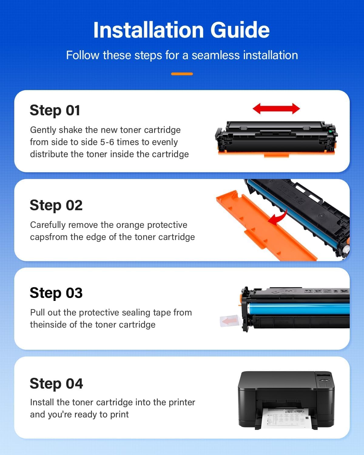218X Toner Cartridge 4 Pack Compatible for HP 218X W2180X 218A W2180A HP Color Laserjet Pro MFP 3301fdw 3201dw 3301sdw 3301cdw 3201 3301 Series Printer Ink Laser All-in-One Scanner Black (No Chip)