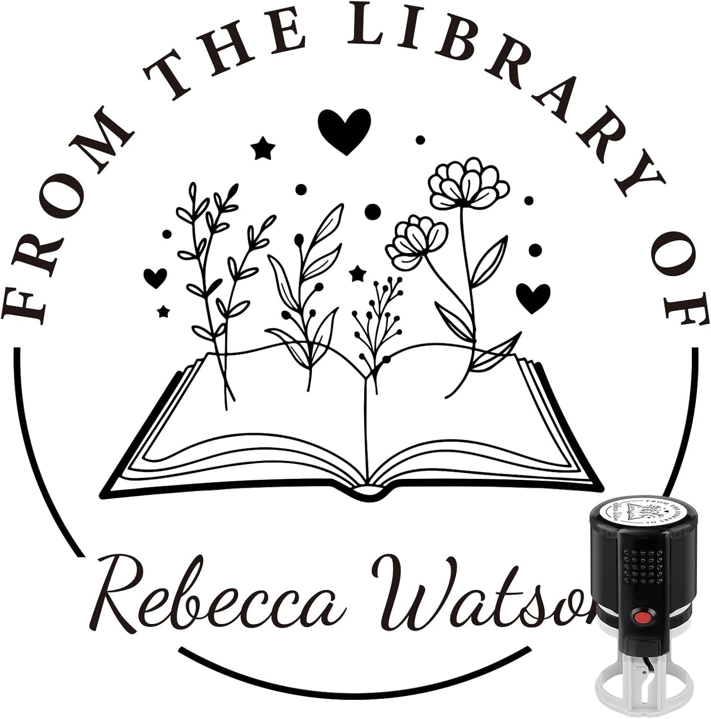 Custom Self-Inking Stamps | Personalized Book Stamp Gift for Book Lovers | 5 Ink Colors (Style08)