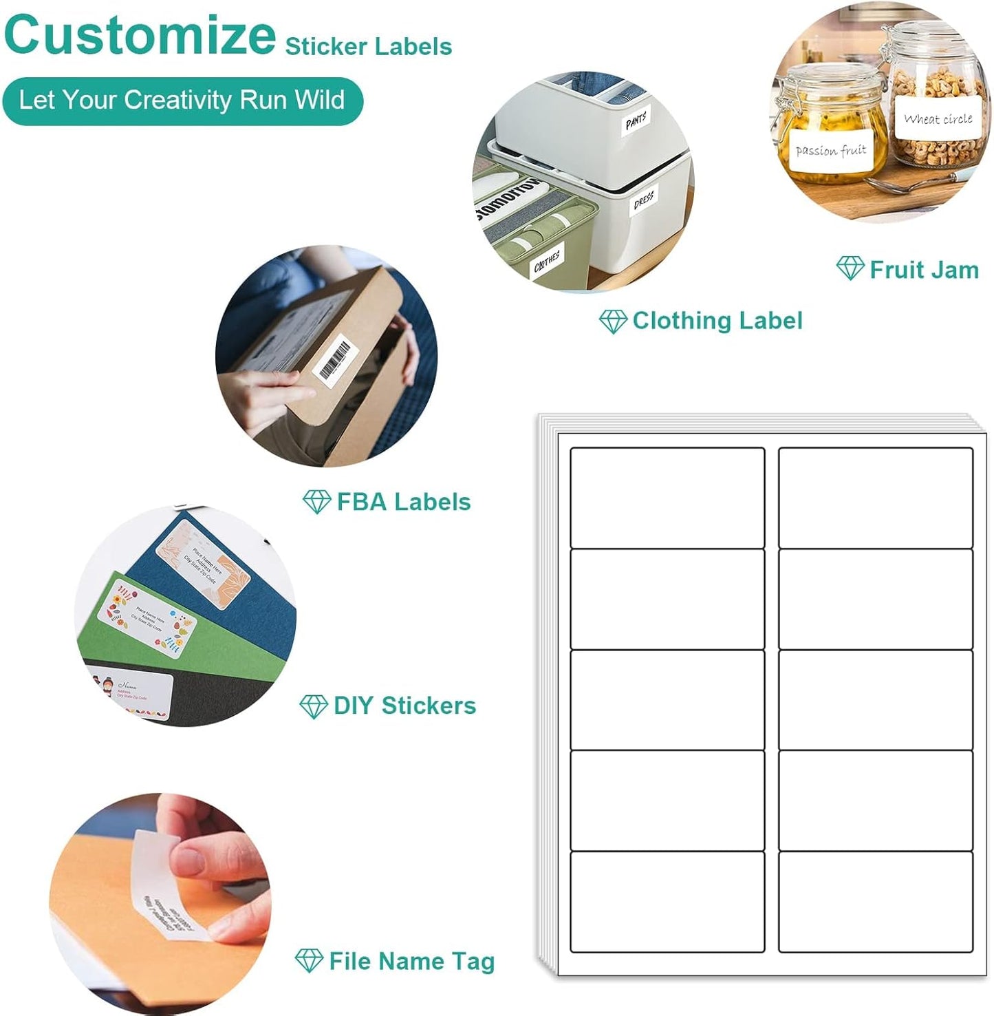 MFLABEL 2x4 Shipping Address Labels - 10-UP, 4000 Count, 400 Sheets for Printer - Internet Mailing Stickers, 2" x 4" FBA for Laser/Inkjet Printer
