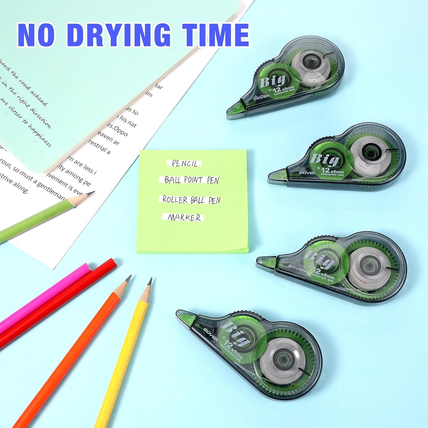 Yexiya 100 Pcs Correction Tapes Original Correction Wide Eraser Applicator Easy to Use Applicator Translucent Tapes Shows for Office Note Journal Scrapbooking, 0.2 Inch x 39.4 Feet