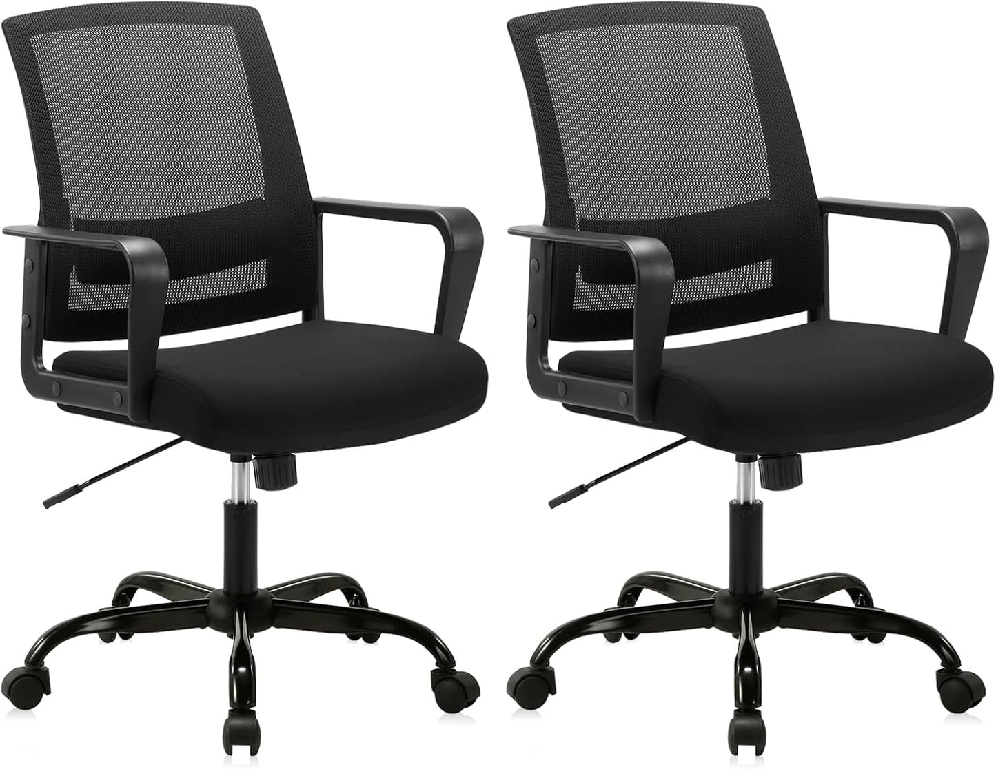 CLATINA Ergonomic Rolling Mesh Desk Chair with Executive Lumbar Support and Adjustable Swivel Design for Home Office Computer Black 2 Pack