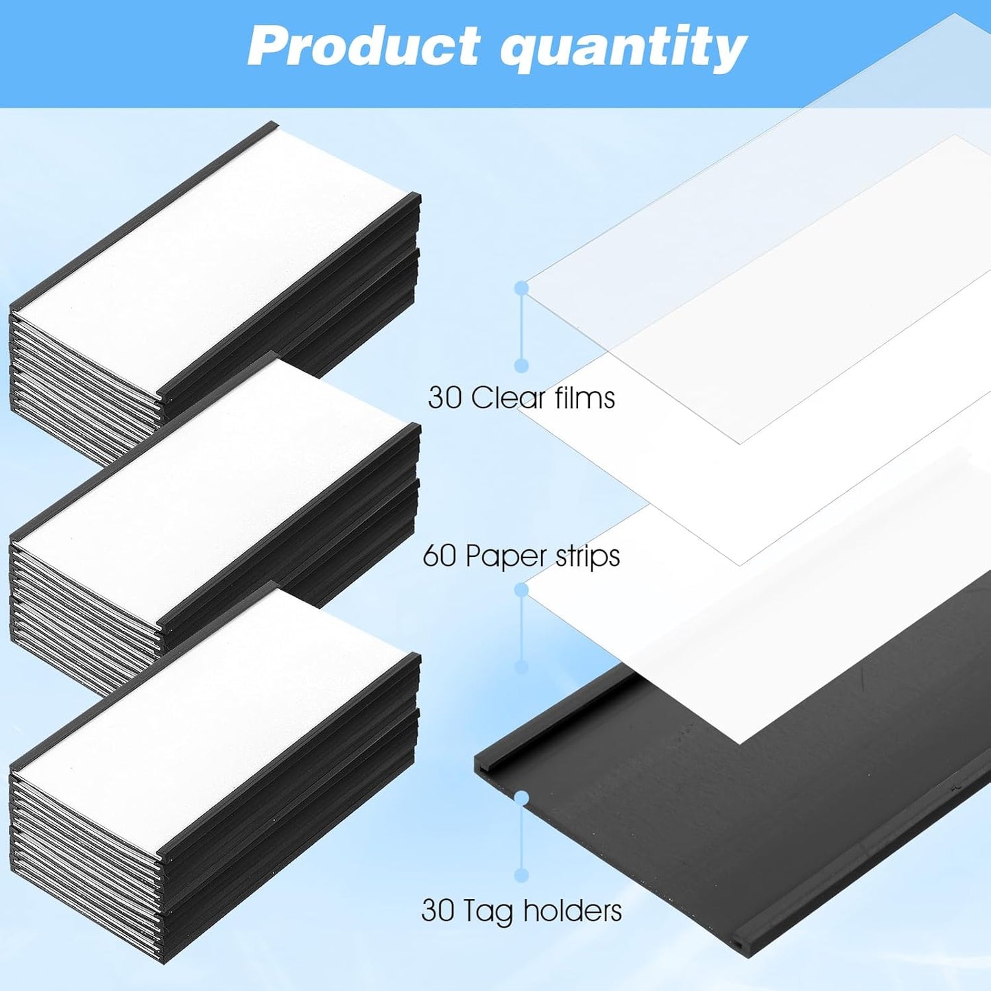 30 Pcs C Channel Magnetic Label Holder with White Card Inserts Clear Plastic Protectors Shelf Labels with Magnets Name Tags Magnetic Tool Labels for Metal Whiteboard Rack (4 x 2 inches)