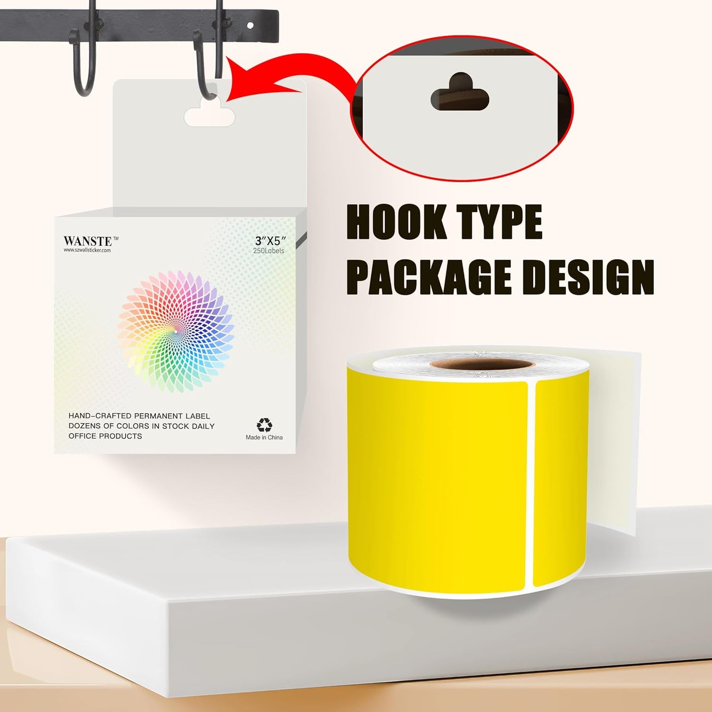 3 x 5 Inch 250Pcs Rectangle Color Coding Stickers,Strong Adhesion Easy to Write Label for Moving,Box Organization,Inventory,Business,Yellow
