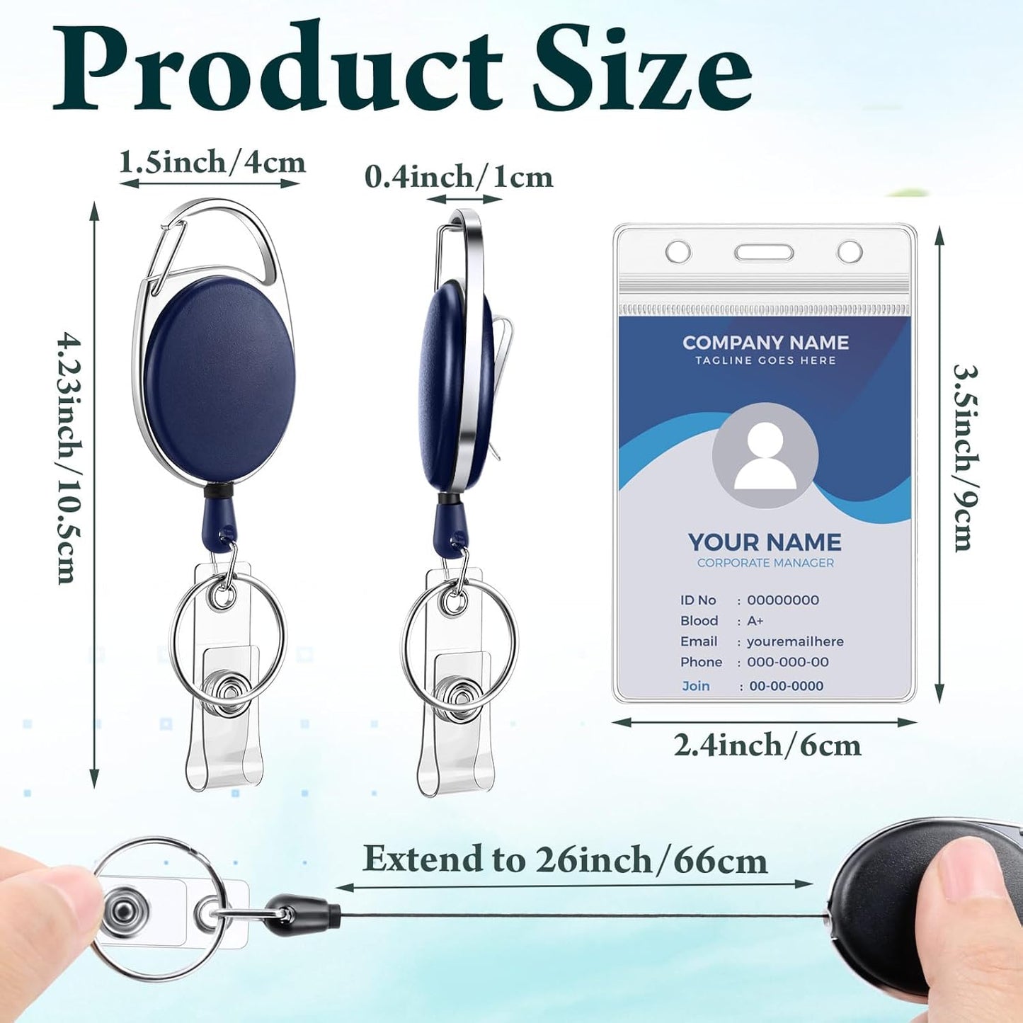 Laumoi 60 Pack Heavy Duty Retractable Badge Holder Reel with Belt Clip Keyring and Waterproof Vertical ID Card Holders for ID Name Card Keychain Badge (Colorful)