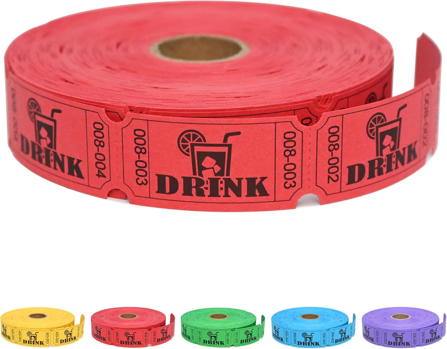 ESSENTIAL 1000 Raffle Tickets Rolls, Drink Tickets Single Roll for Events, Leisure, Movie Watching, Entertainment, Class Reward & Prizes (Red - 5 Color Selection)