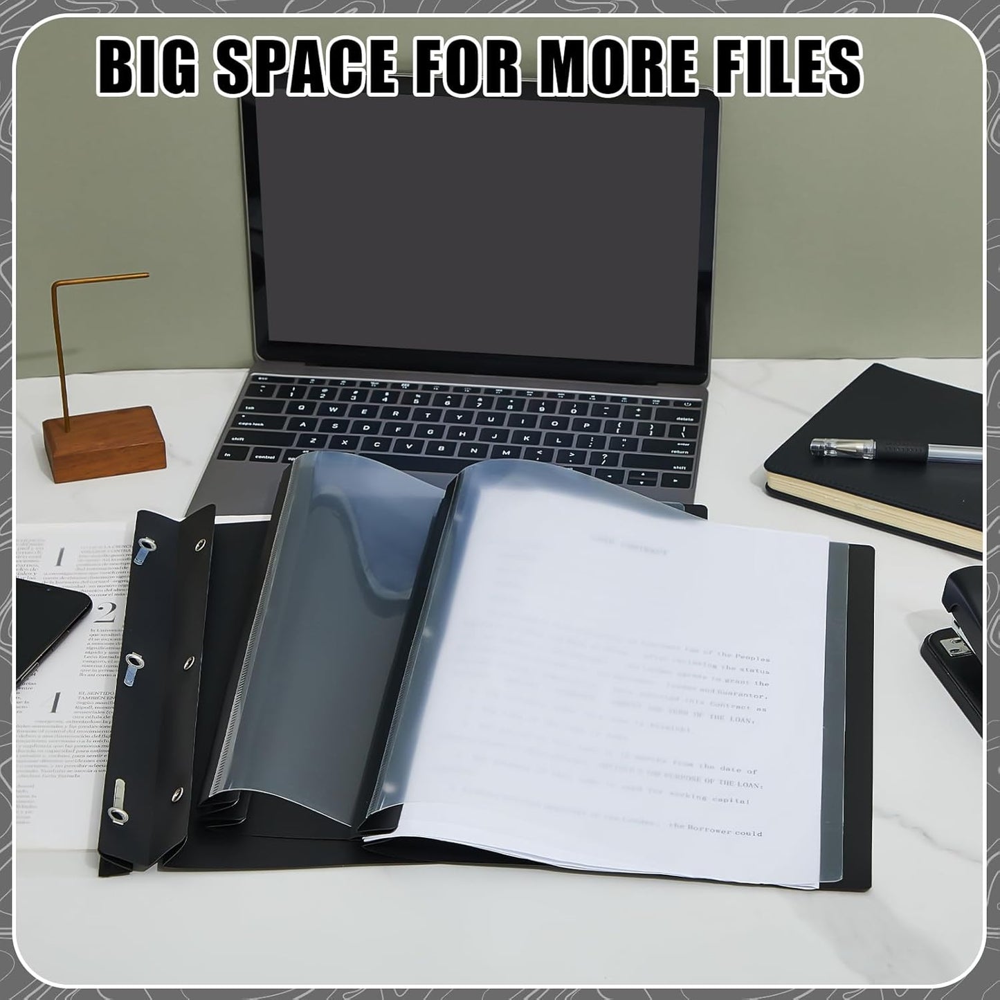 Teling 24 Pcs Clear Front Report Covers with 3 Prongs Presentation Folders Plastic Resume Portfolio Report Letter Size Presentation Binder for Paper Document School Office(Black)