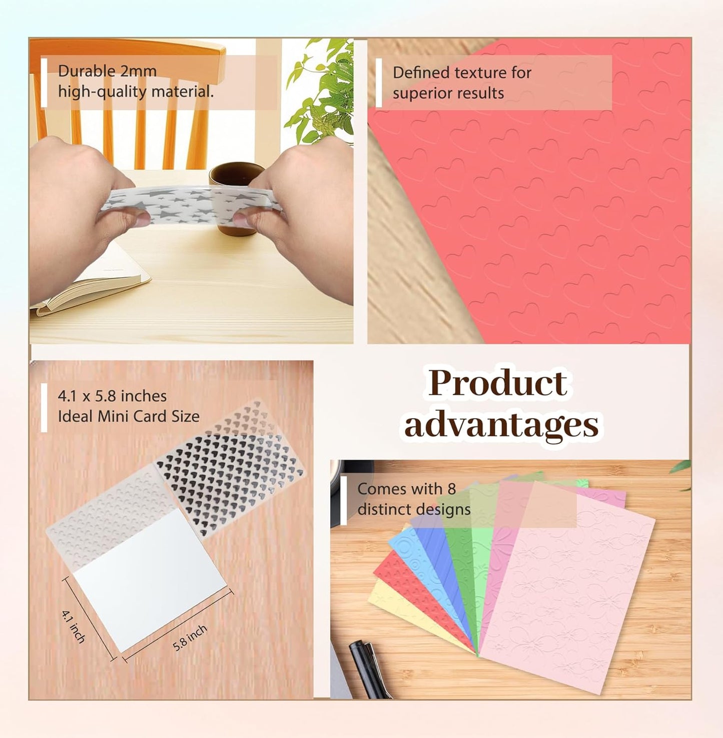 8 Pcs Embossing Folders,Embossing Folders for Card Making,Plastic Paper Card Stencils for Crafts Scrapbook Photo Album DIY,"5.8 x 4.1"(Elegant Style）