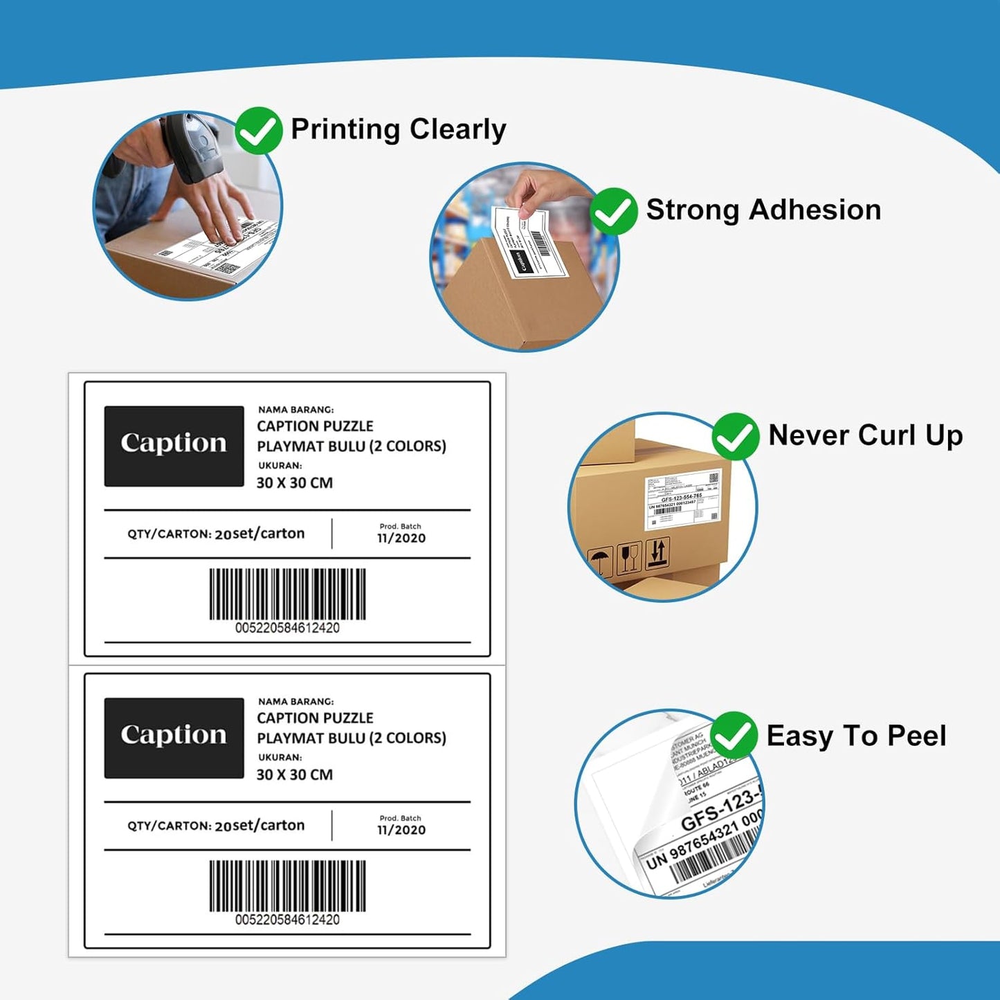 Half Sheet Self Adhesive Shipping Labels for Laser & Inkjet Printers 8.5" x 5.5", White Blank Mailing Labels Strong Adhesive Sticker Labels (25 Sheets,50 Labels)（HB-R002）