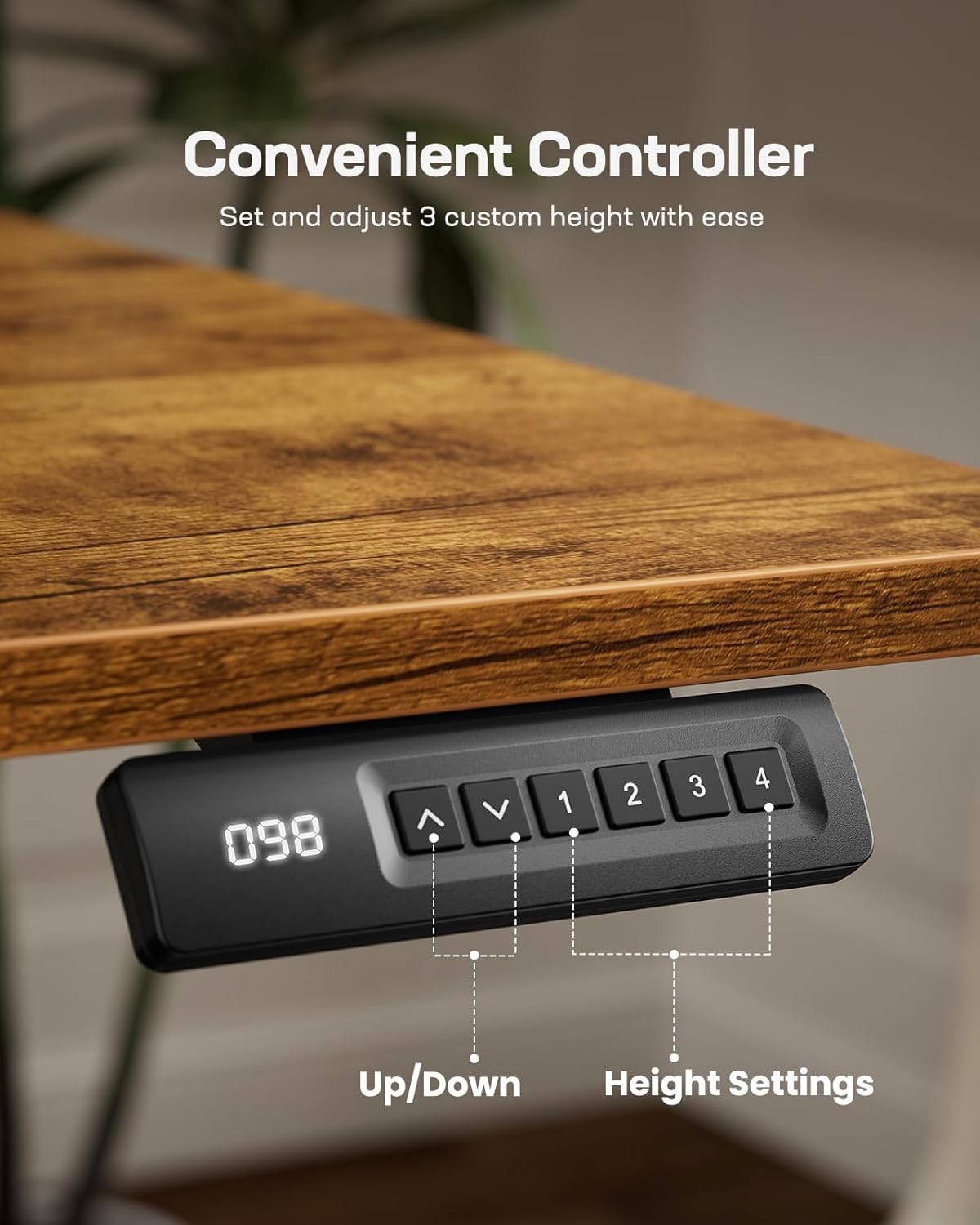 Marsail Electric Standing Desk, Adjustable Height Stand up Home Office Desk Large 55x24 Inch Sit Stand Computer Desk, with 4 Memory Presets, Headphone Hook,Cable Organizer, Rustic Brown