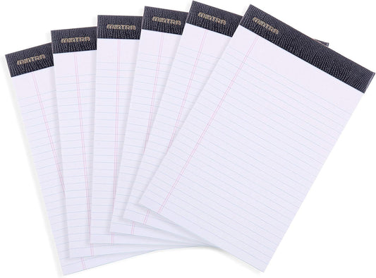 Mintra Office Legal Pads - ((PREMIUM WHITE 6pk, 5in x 8in, NARROW RULED))