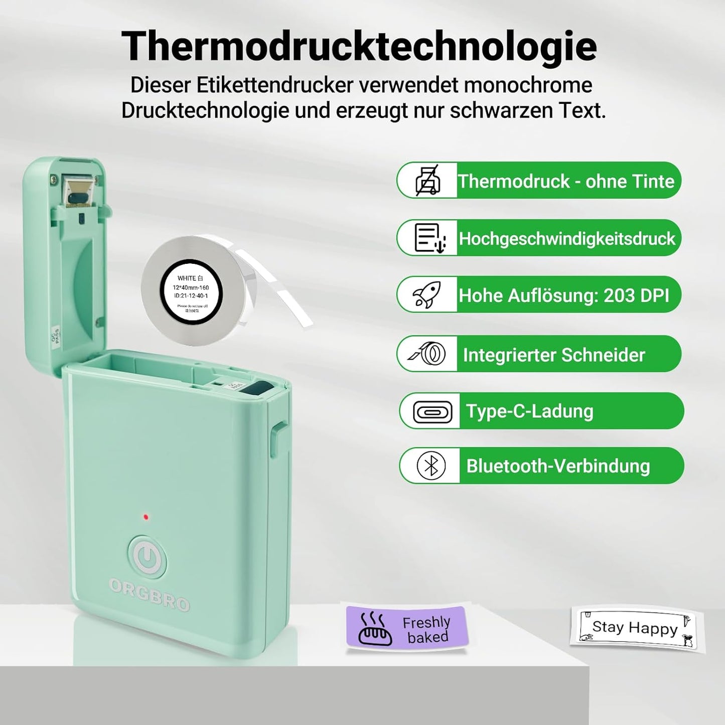 ORGBRO Label Maker Machine with Tape, X1 Portable Bluetooth Mini Label Printer, Support Pre-Cut & Continuous Label, Wireless Small Label Makers with Versatile App for School Home Office Organization