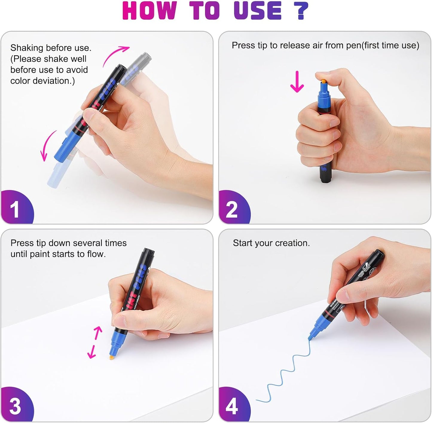 Orange Paint Pens Paint Markers - 8 Pack Permanent Quick Dry Waterproof Marker Pens for Rocks Wood Fabric Plastic Canvas Glass Mugs Metal Tire Stone