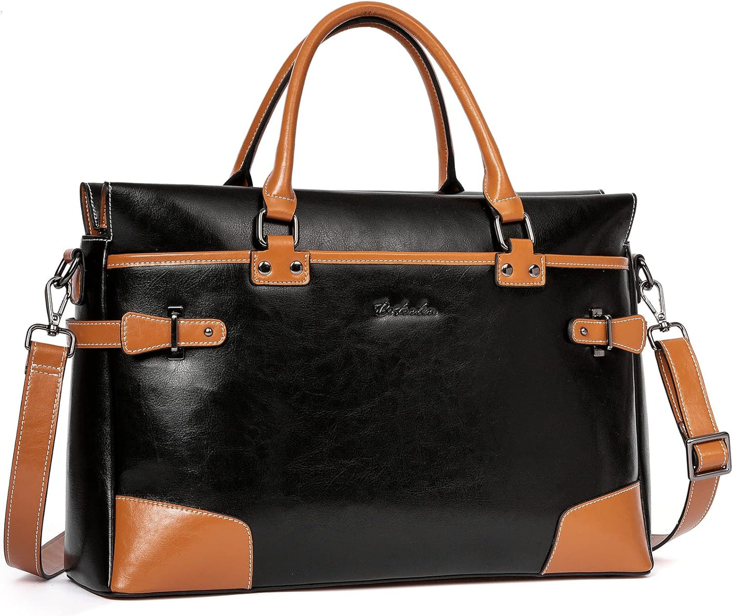 BOSTANTEN Briefcase for Women Leather Laptop Bag 15.6 inch Computer Messenger Office Business Work Tote