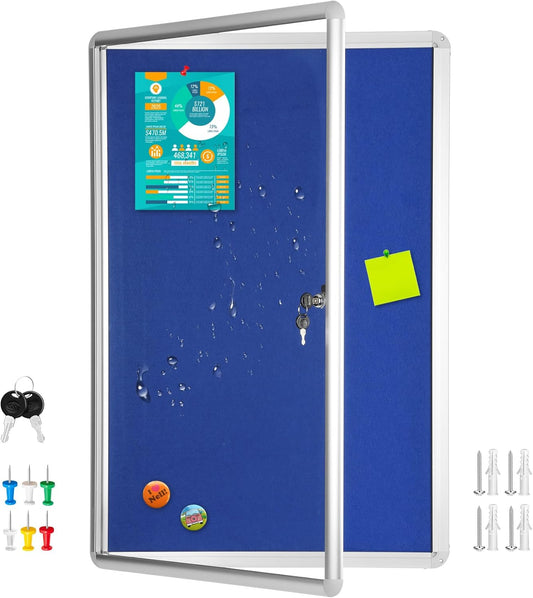 Magula 36"x24" Enclosed Bulletin Board Tamper-Proof Dispaly Case, Aluminium Frame, Shatter Resistant Lockable Bulletin Board, Lockable Noticeboard for School, Office, Commercial, Hospital etc