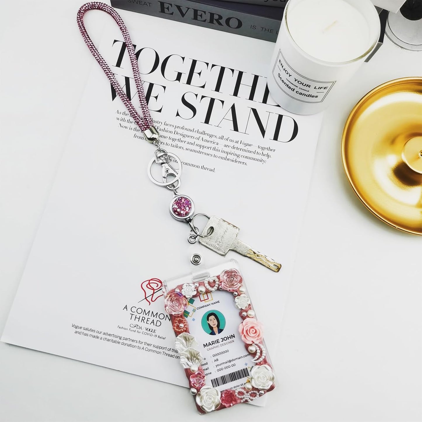 bolimoss 3 Pack Retractable ID Badge Reels with Glittery Shiny Design, Key Ring and Belt Clip,Sturdy Retractable Rope for Office Workers, Nurses, Teachers, Students (Golden, Pink, Silver)