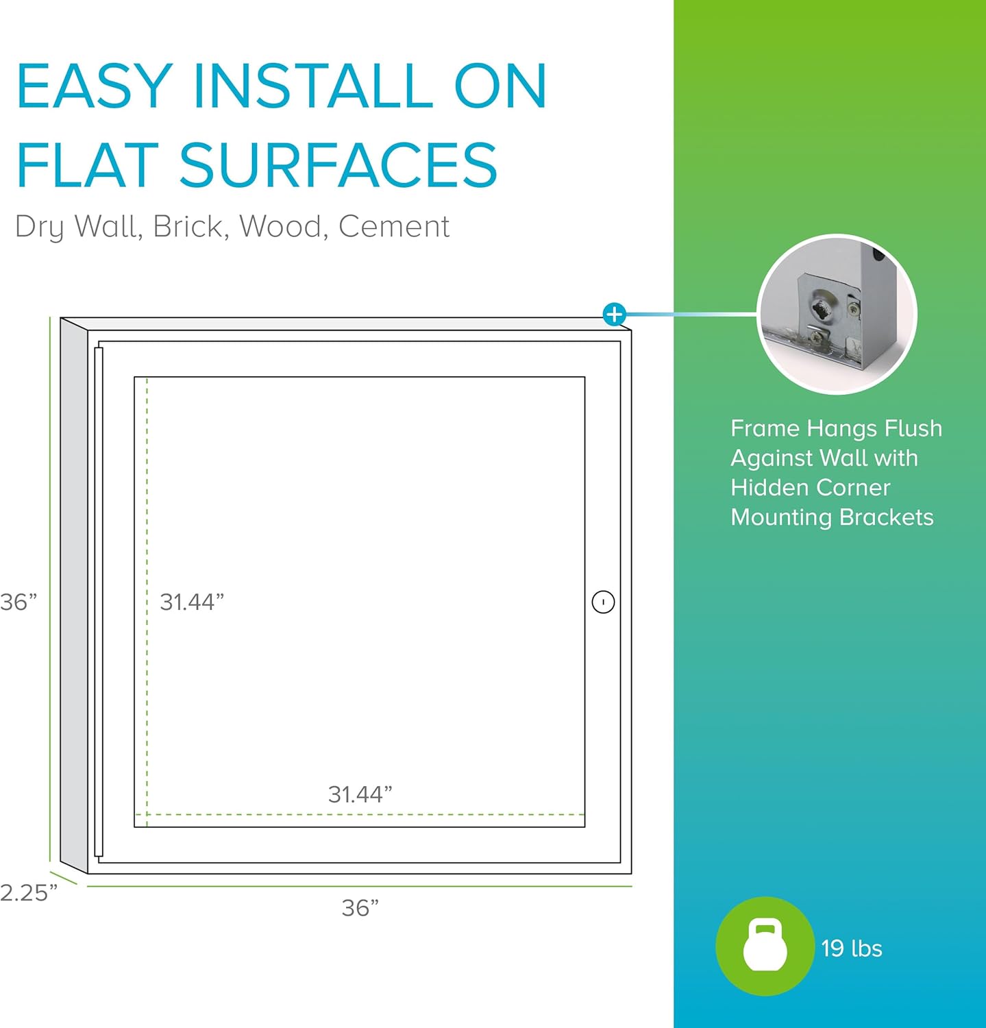 Ghent 36"x36" 1-Door Outdoor Enclosed Vinyl Bulletin Board, Shatter Resistant, with Lock, Satin Aluminum Frame - Silver (PA13636VX-193), Made in The USA
