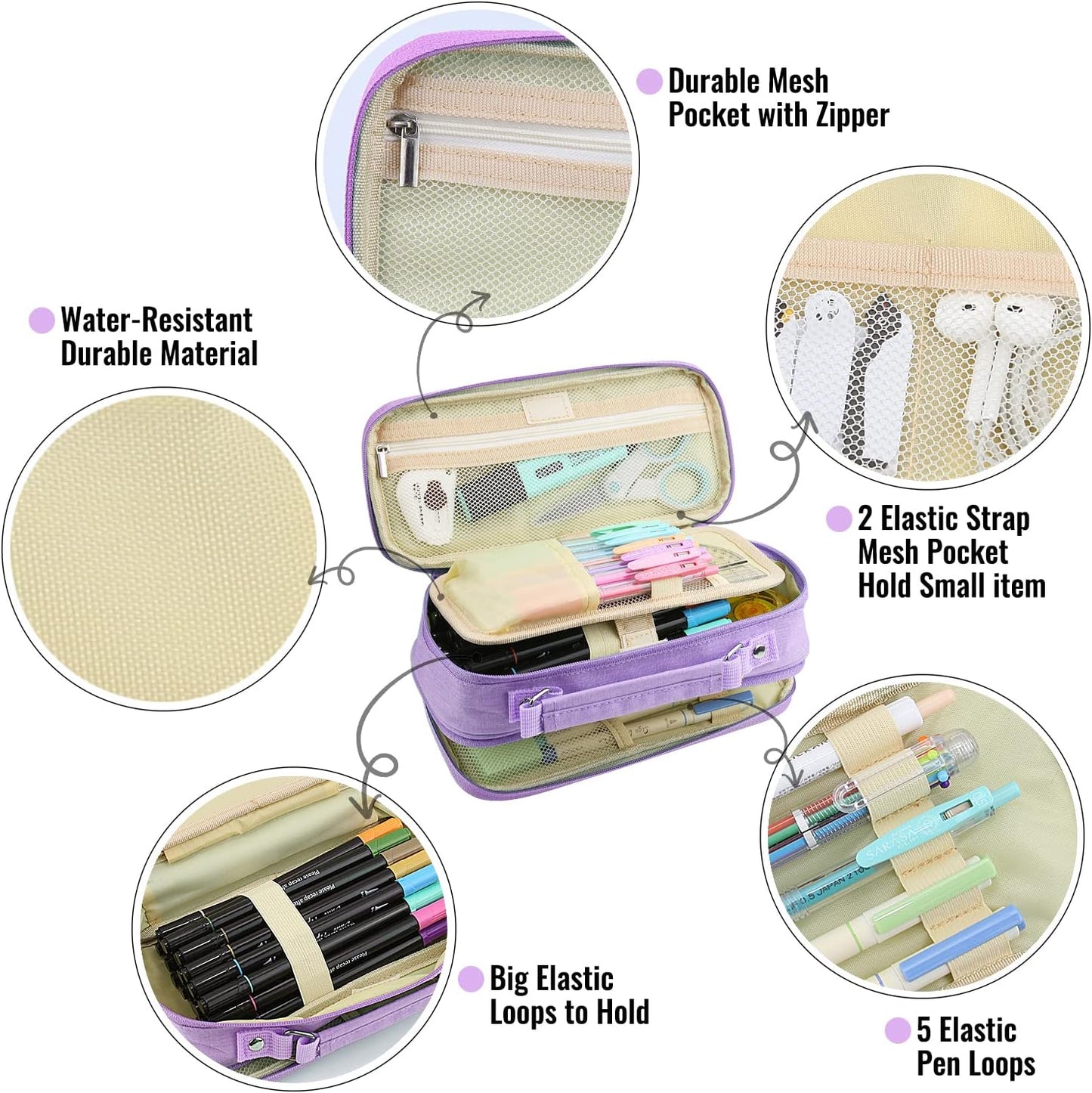 Pencil Case, Large Capacity Pencil Case Organizer; Double Zipper Storage Bag; Big Pencil Pouch for College School Office Teen Girl Boy Men Women Adult