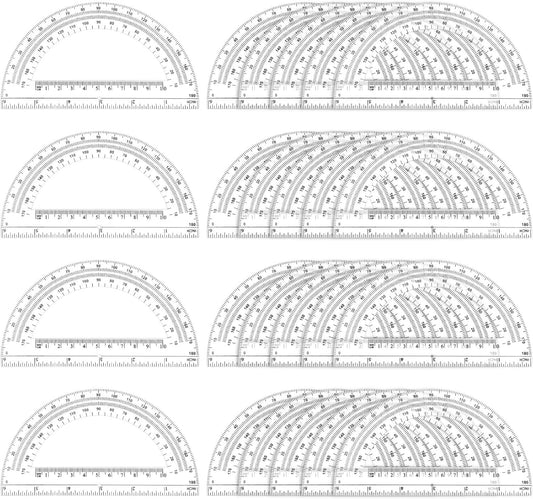Zonon 50 Pieces Plastic Protractors Bulk Classroom Clear Math Protractors 180 Degrees 6 Inch for Geometry Student, Angle Measurement, Students Back to School Supplies Office Supplies