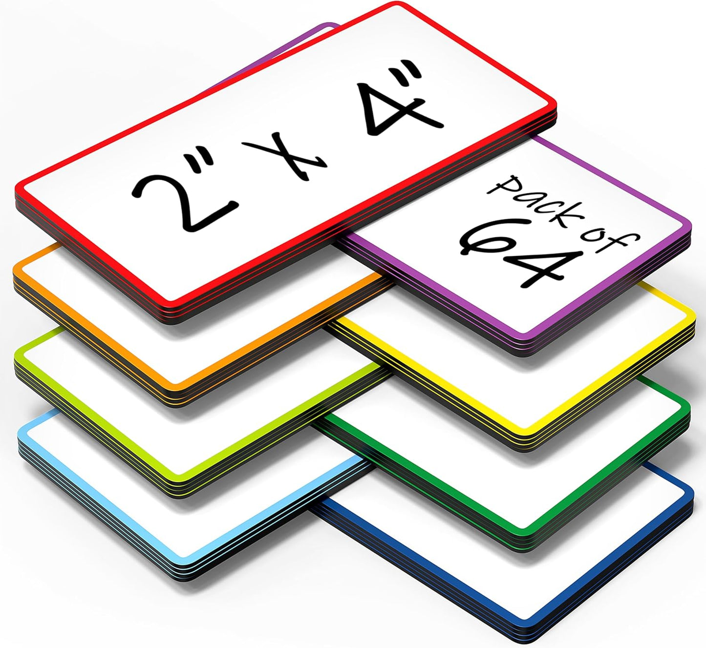 64 Pack Dry Erase Magnetic Labels 2x4 in - Magnetic Name Tags for Classroom Locker Name Tags - Classroom Magnets for Names - Magnet Labels for Whiteboard - Name Magnets School Bus Magnet Name Plate