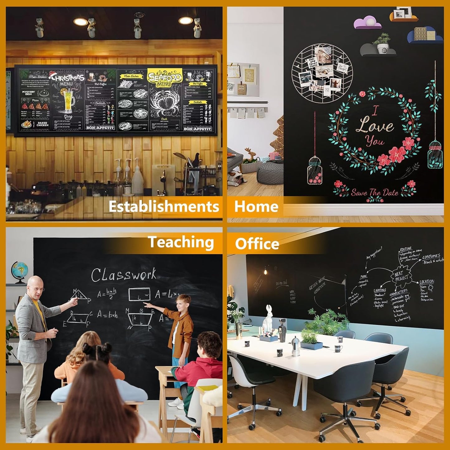 Magnetic Chalkboard Contact Paper with Adhesive, 70" x 35" Magnetic Blackboard Film for Walls, Peel and Stick – Ideal for Office, Classroom, Home. Includes Dustless Chalk, Wiping Cloth, and Magnet