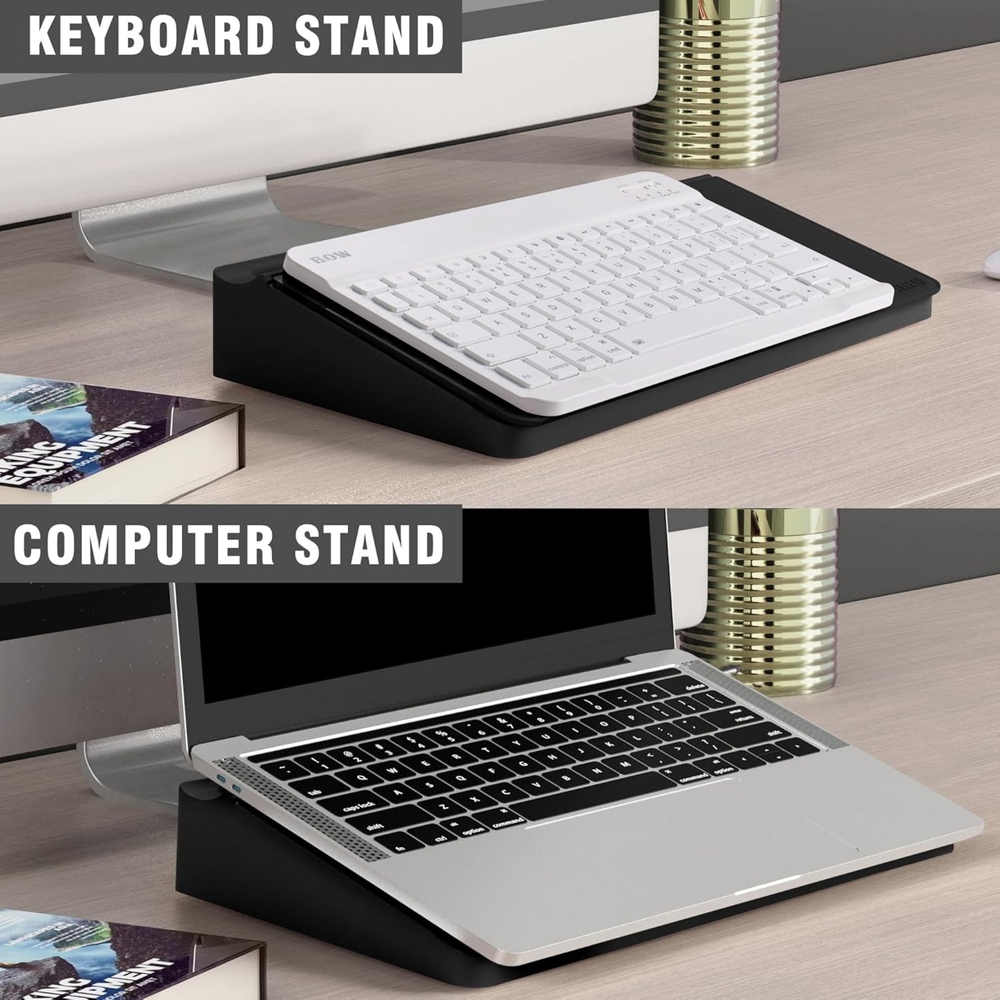 SELEAD Desktop Glass Whiteboard with Storage, Small Dry Erase White Board Computer Pad Keyboard Stand for Home, School, Office Desk Accessories - Black