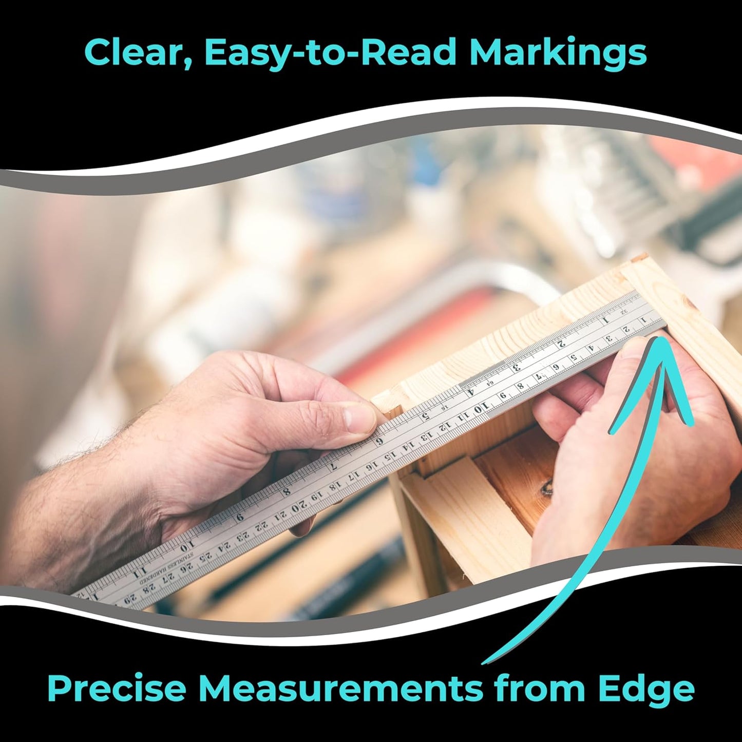 NOKKO Metal Ruler 12 Inch - Pack of 10 - Measuring Set of 12-Inch / 30 cm Stainless Steel Rulers with Imperial & Metric Measurements & Conversion Table - Metal Straight Edge Ruler for Cutting