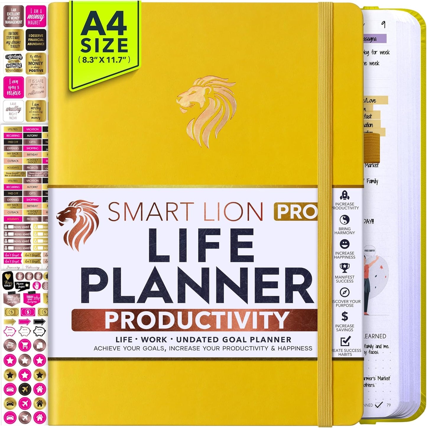 Life Planner - Undated Daily, Weekly & Monthly Planner with Budget Section | A 12 Month Journey to Increase Productivity & Happiness | Life Organizer & Gratitude Journal - Horizontal Format