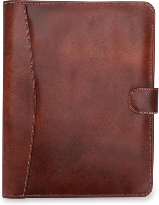 Leather Padfolio Legal Pad Portfolio Organizer | Handmade Executive Notebook Binder | Heavy Duty Full Grain Cow Hide Resume Interview Folio for Men Women, Rustic NoteBook Folder (Wine)