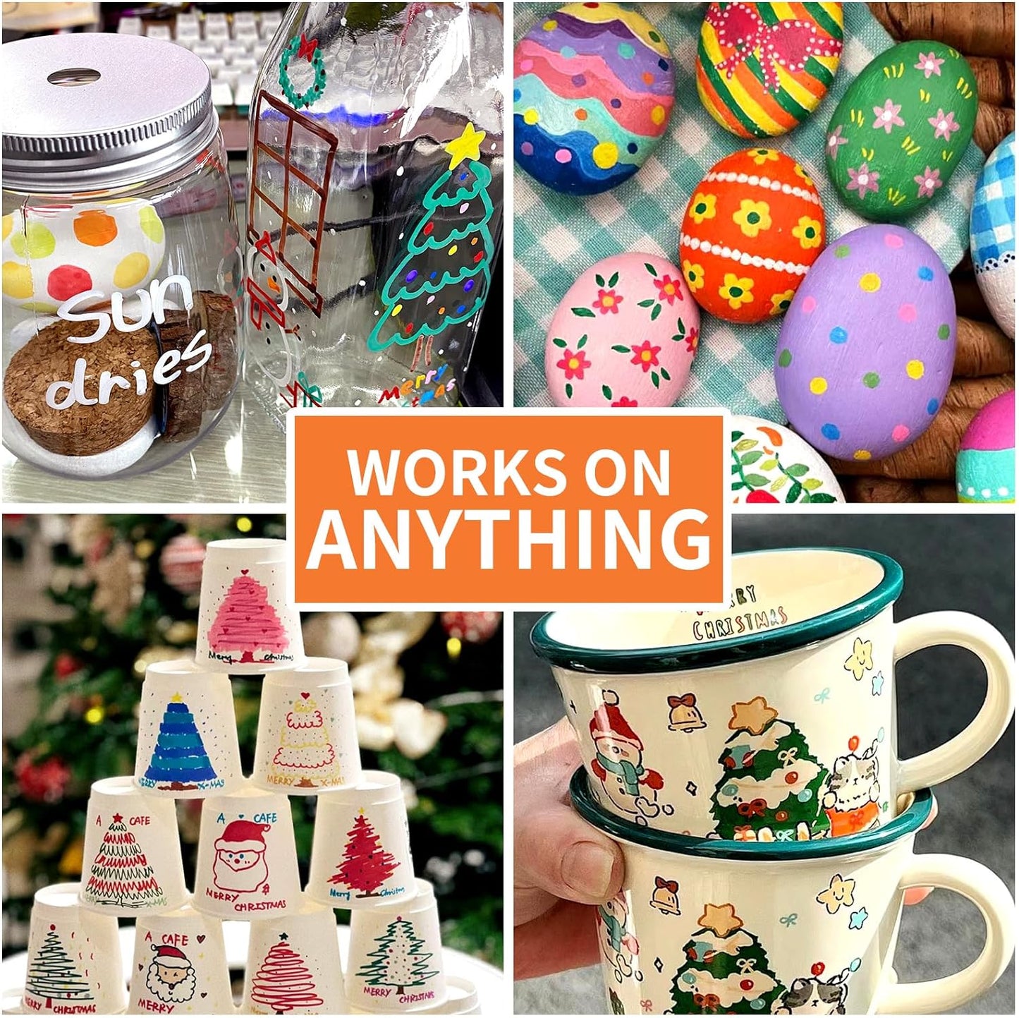 Silver Paint Pens Paint Markers Permanent Markers Oil Based for Metal Wood, Metal, Car Tyre,Wood, Plastic, Rock Painting, Glass, Craft Supplies,Waterproof