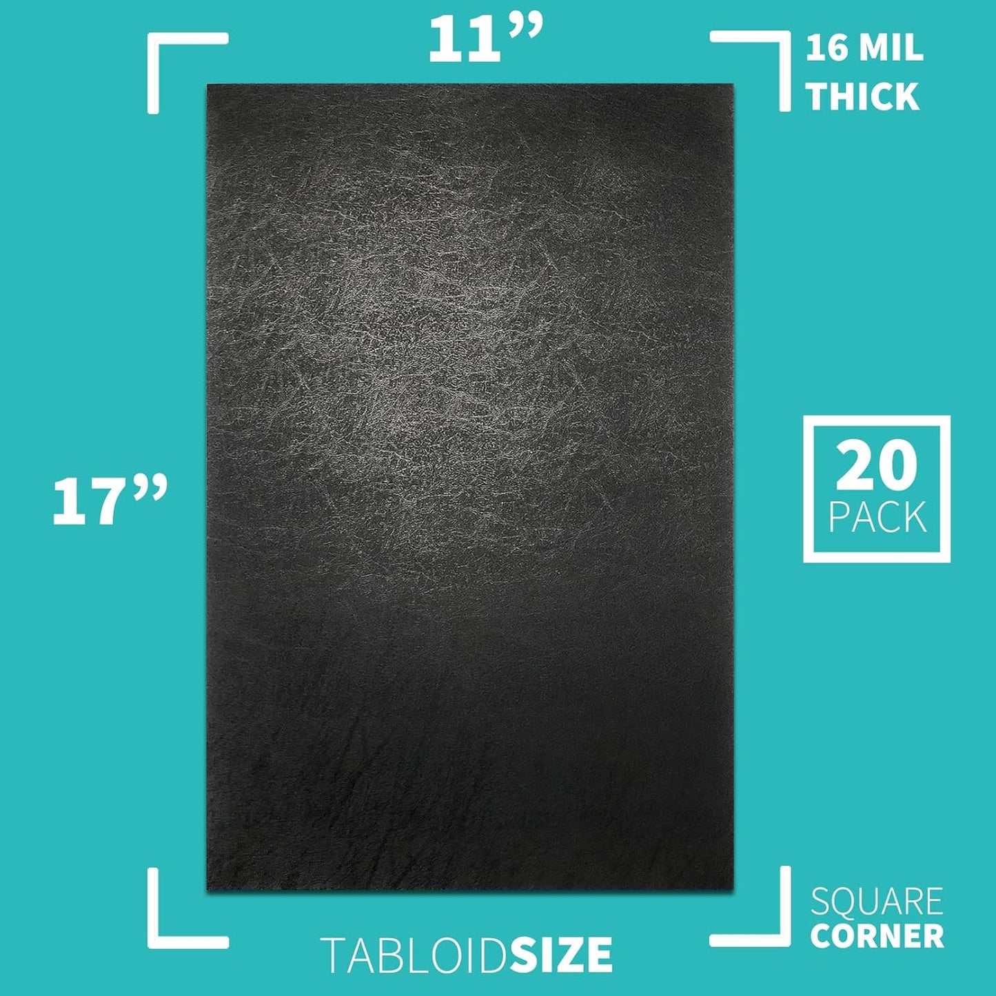 Binditek 20 Pack 16 Mil Leather-Textured Heavyduty Polycovers, 11 x 17" Tabloid Size, Binding Presentation Covers for Business Reports and Proposals, Black, Office Supplies