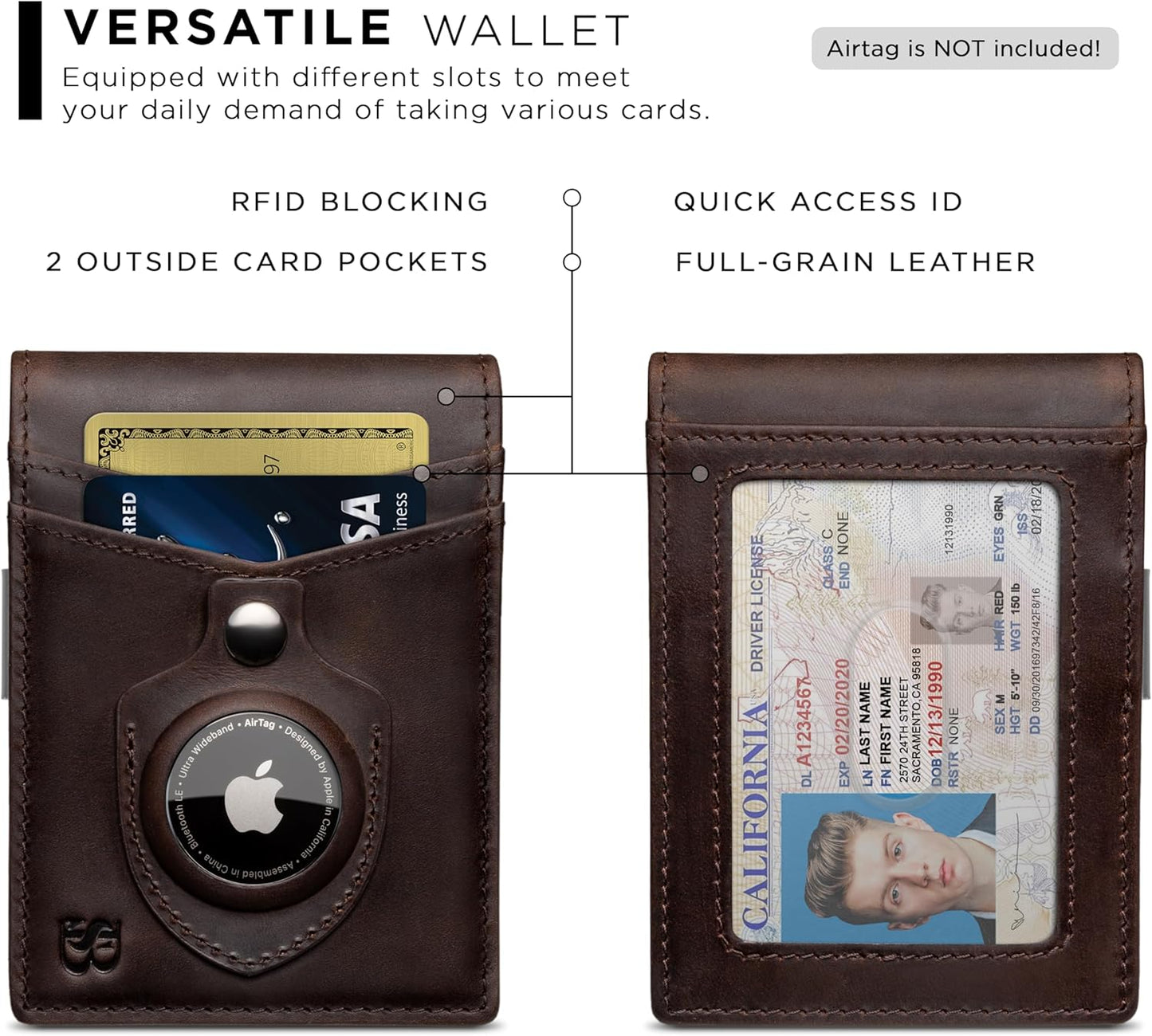 SERMAN BRANDS Money Clip Wallet - Mens Wallets slim Front Pocket RFID Blocking Card Holder Minimalist Mini Bifold