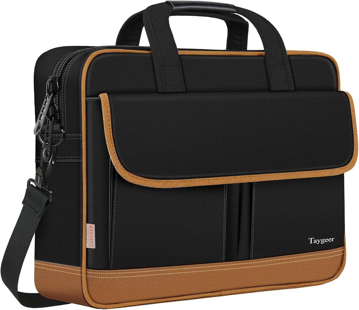 Taygeer Laptop Briefcase, 15.6 Inch Laptop Bag for Men Women, Water Resistant Crossbody Messenger Shoulder Bag for Business, Professional Premium Office Briefcase for Notebook/Computer, Black Brown