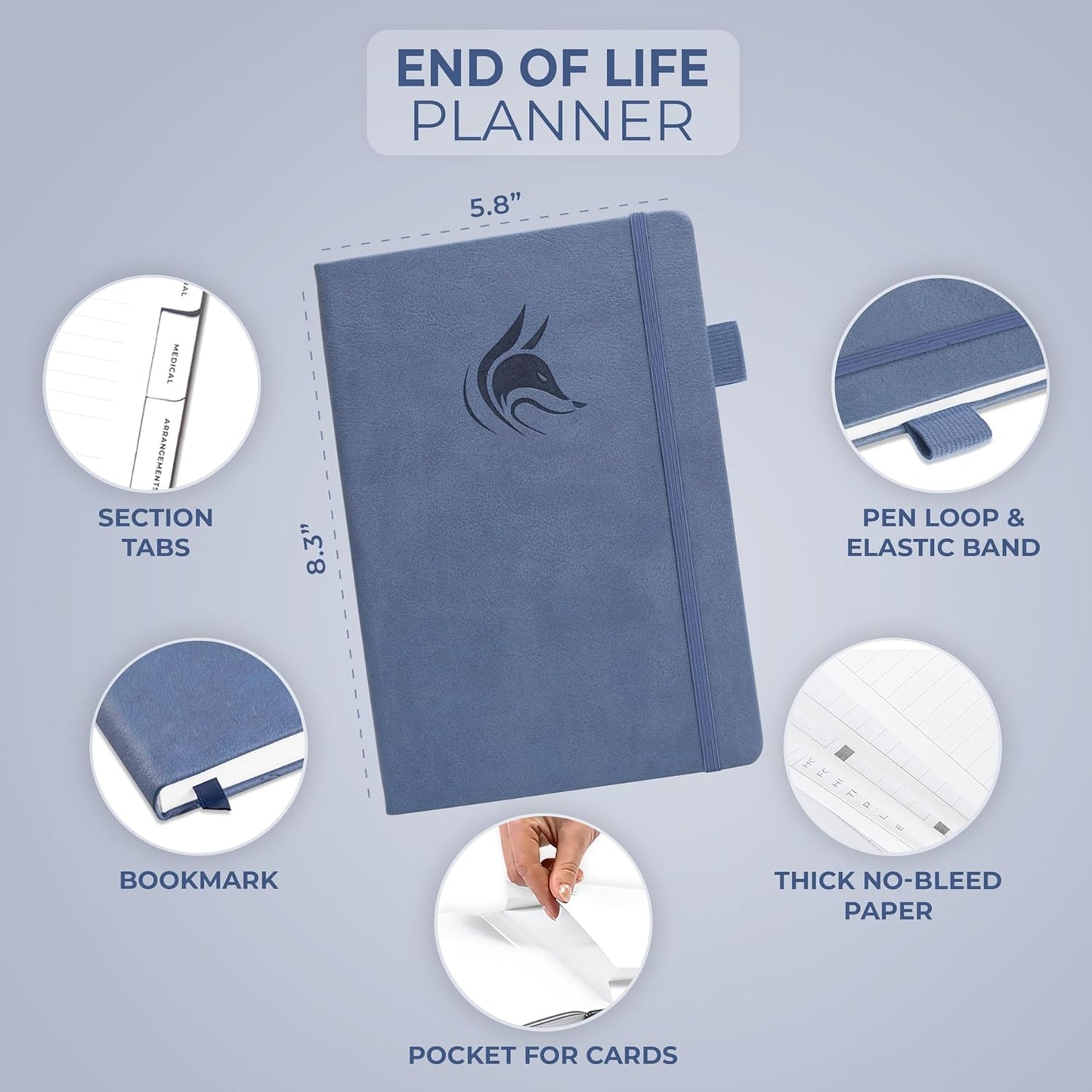 Clever Fox End of Life Planner – Final Arrangements Organizer for Beneficiary, Will Preparation, Last Wishes & Funeral Planning, A5 (Smoke Blue)