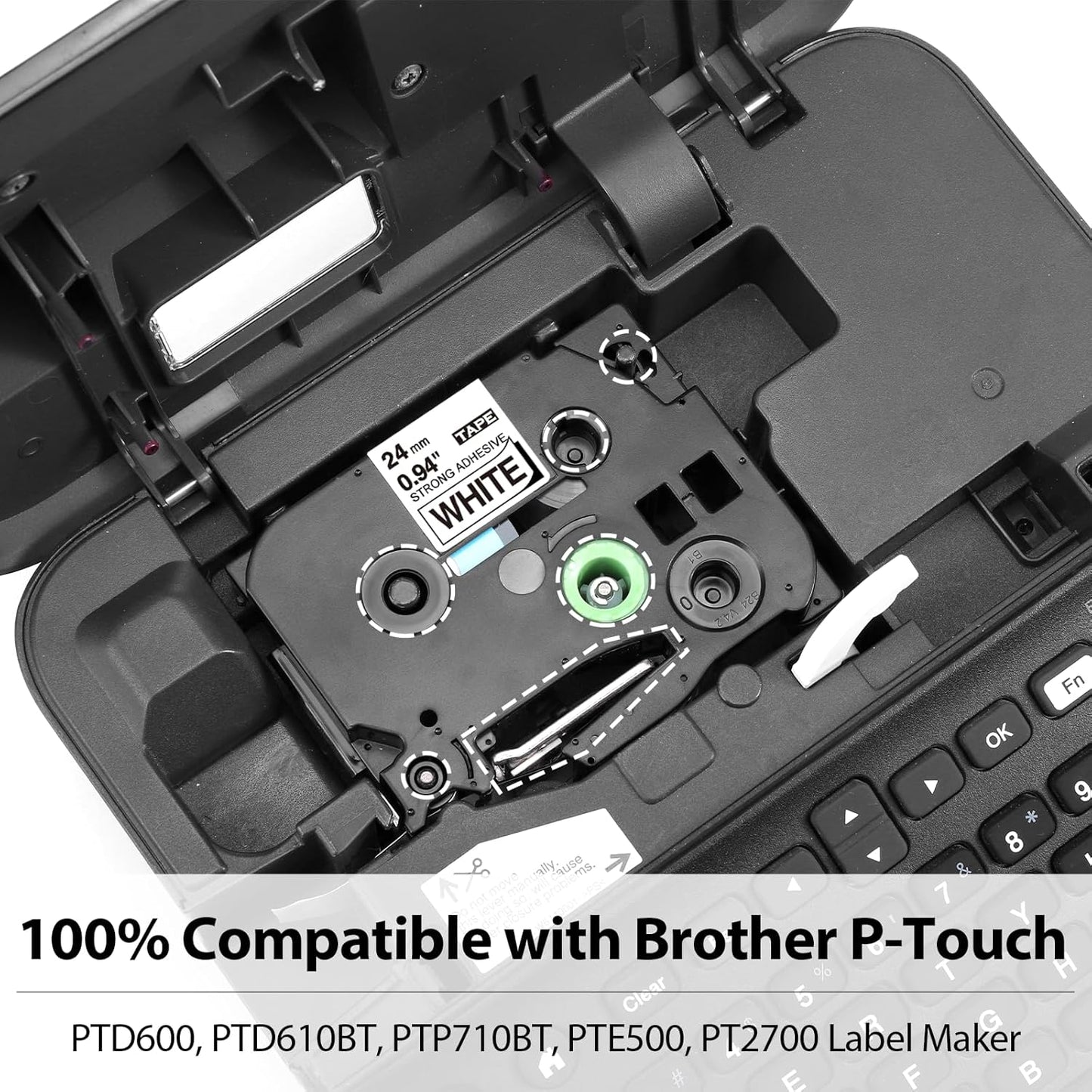 Label KINGDOM TZe-S251 24mm Extra Strength Adhesive Tape Replacement for Brother TZeS251 TZ Tape 24mm 0.94 Strong Adhesive Black on White 1" for Brother P-Touch PTD600 PTP710BT PT2730, 3-Pack