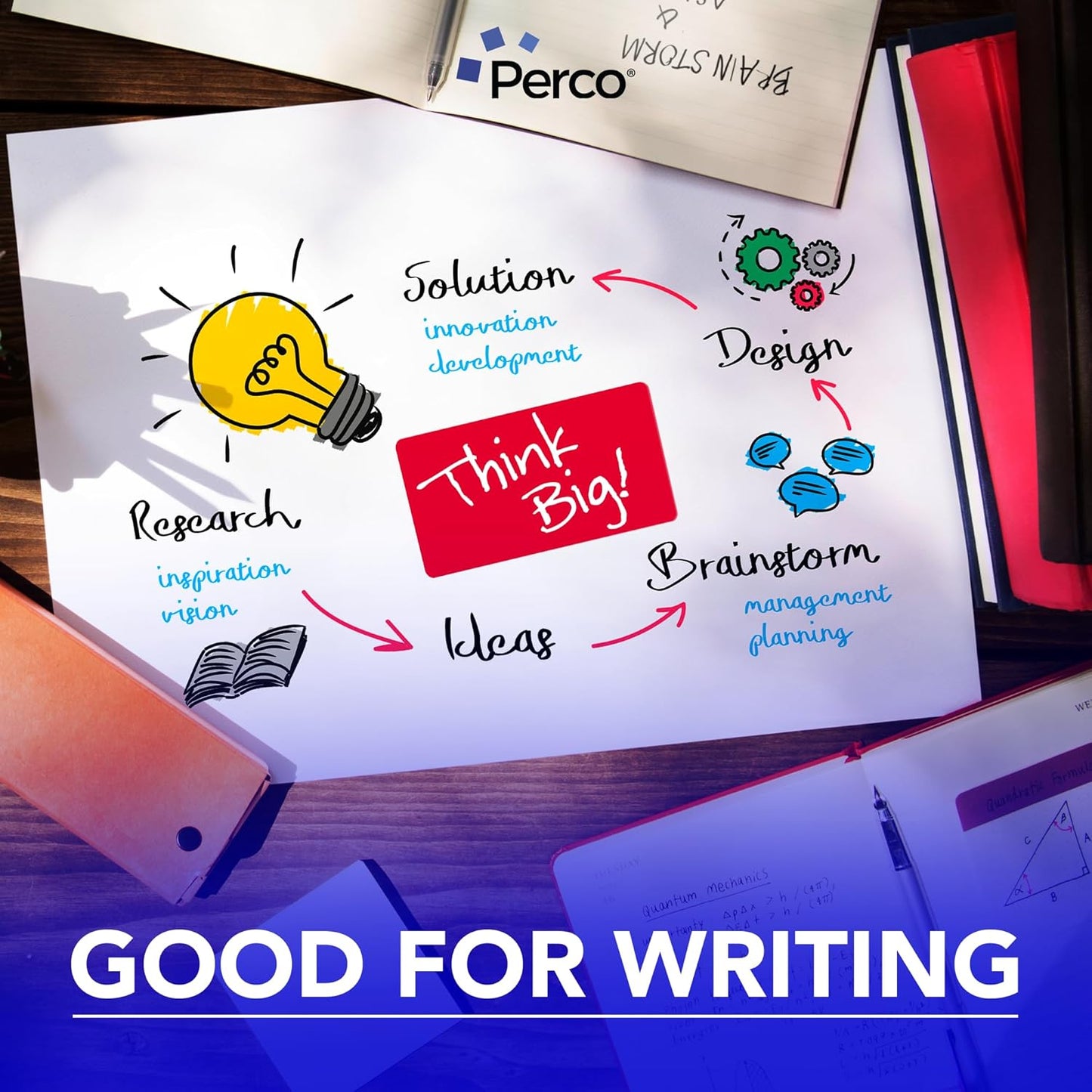 Perco Red Labels 3x5 Inch 500 Stickers/Roll with Easy Peel Perforation and Strong Adhesion for Inventory Management, Color Coding, Moving Boxes, Retail, Organizing & Crafts – Made in USA